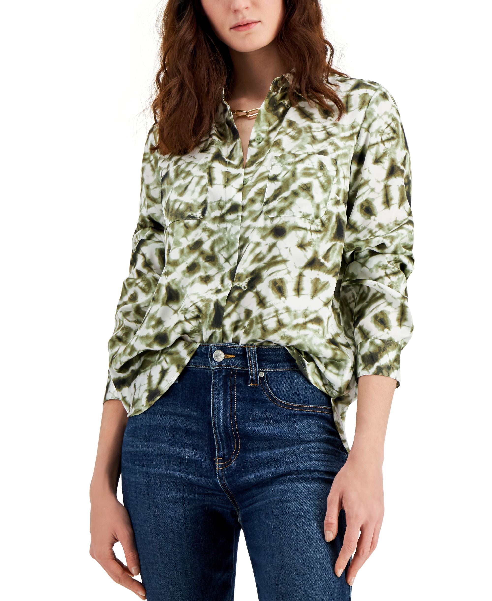 INC International Concepts Womens Button-Front Premium Top