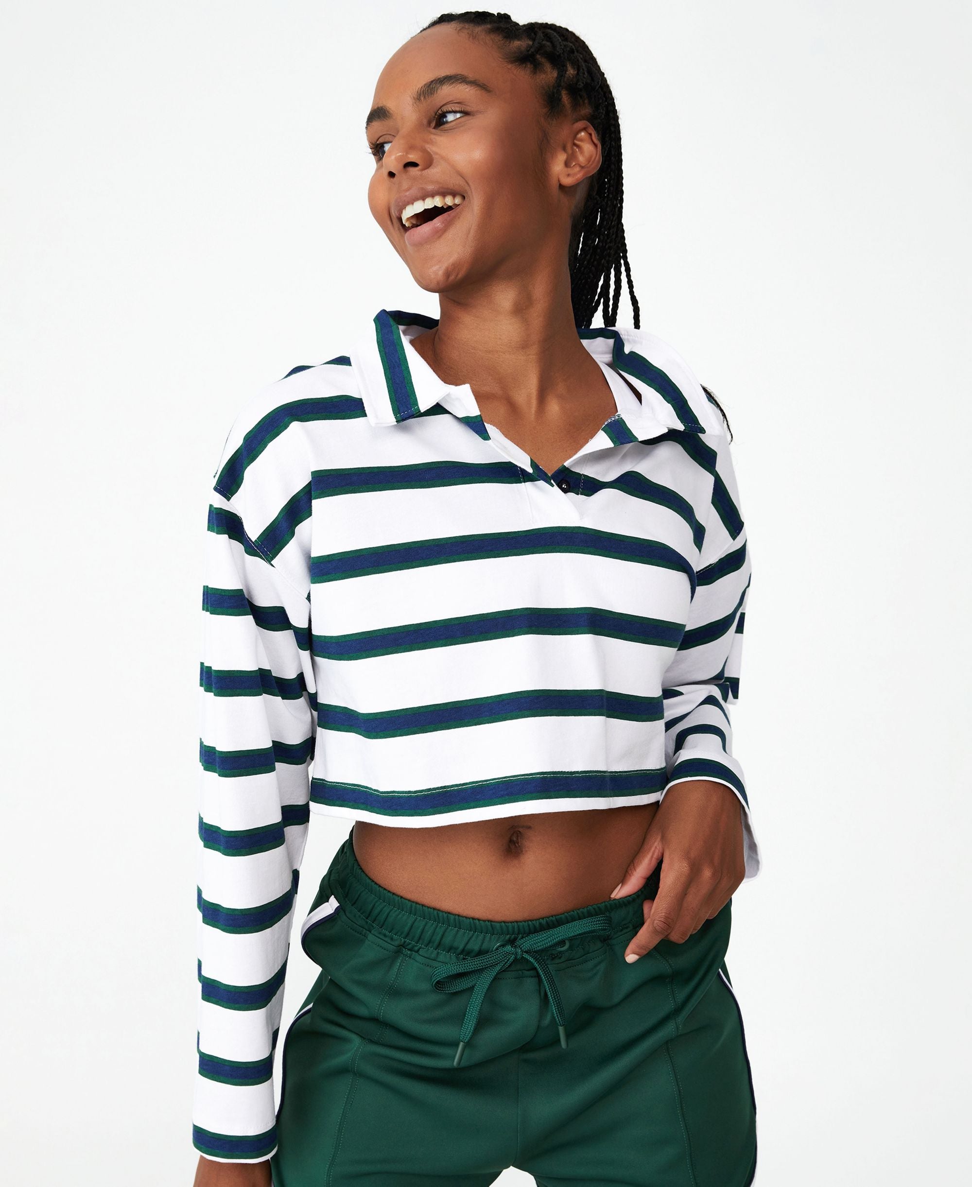 Cotton On Body Womens Polo Long-Sleeve Premium Top