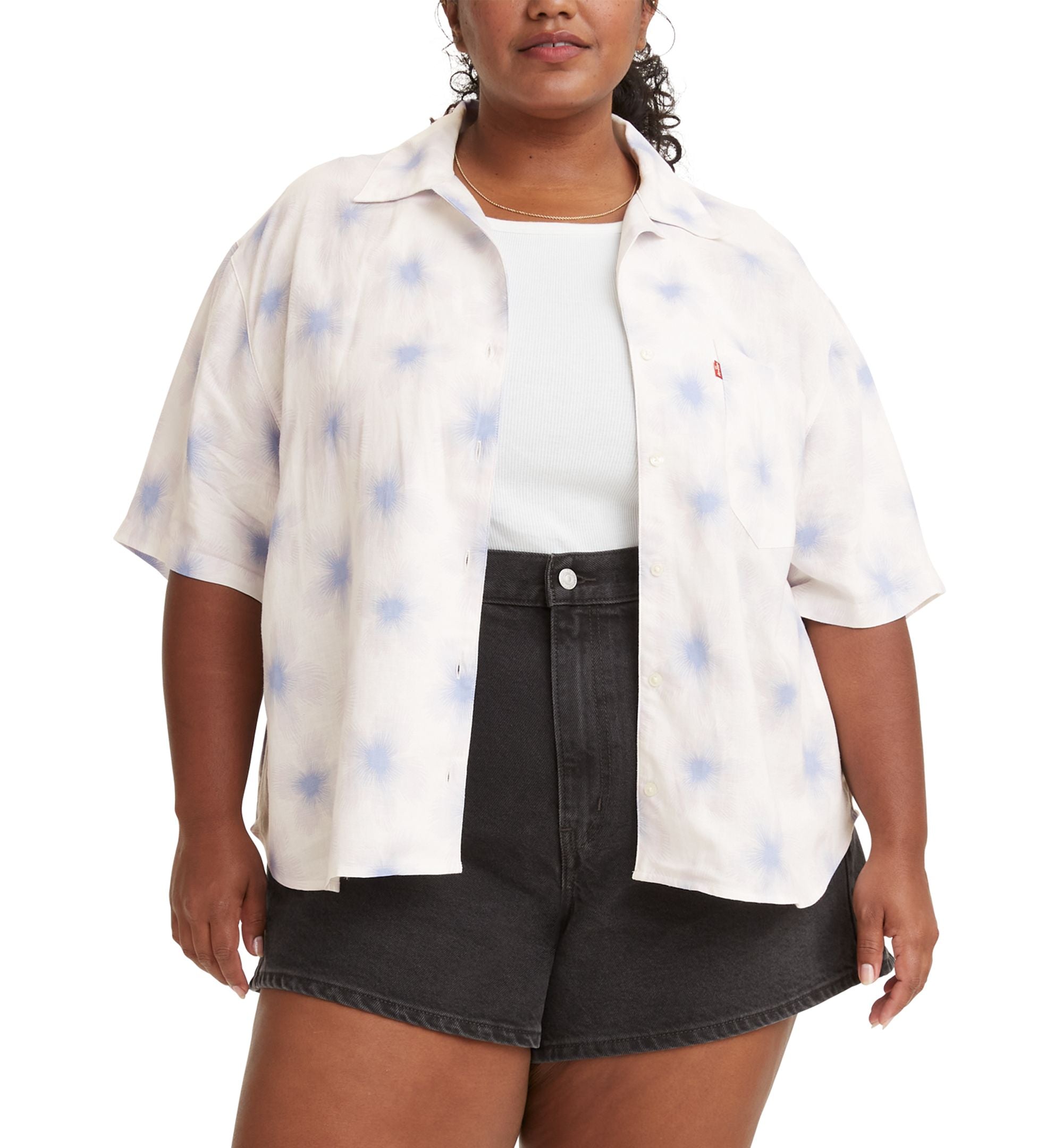 Levis Modern Plus Size Dita Printed Button-Front Signature Blouse