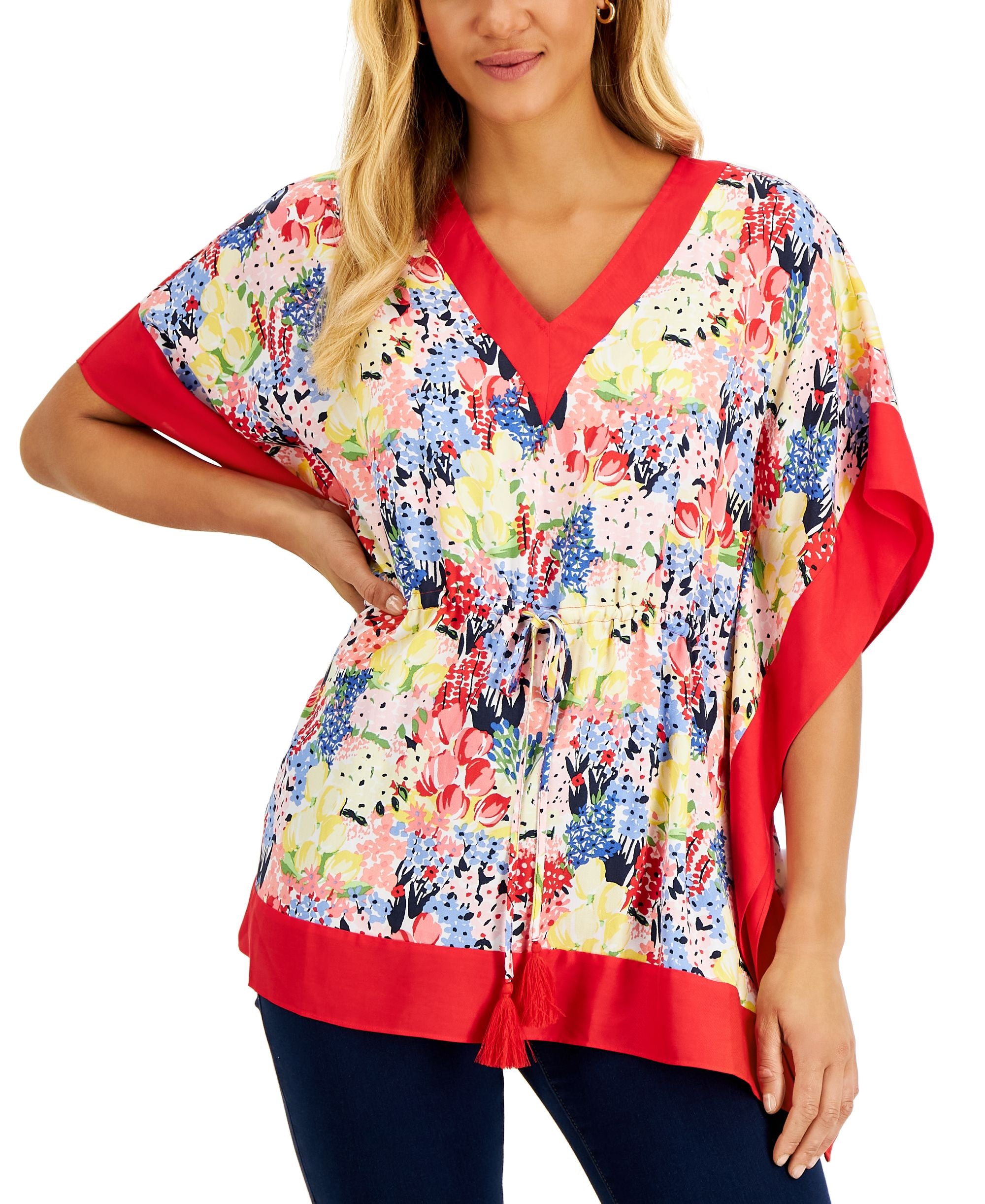 Charter Club Petite Printed 3/4 Sleeve Premium Top
