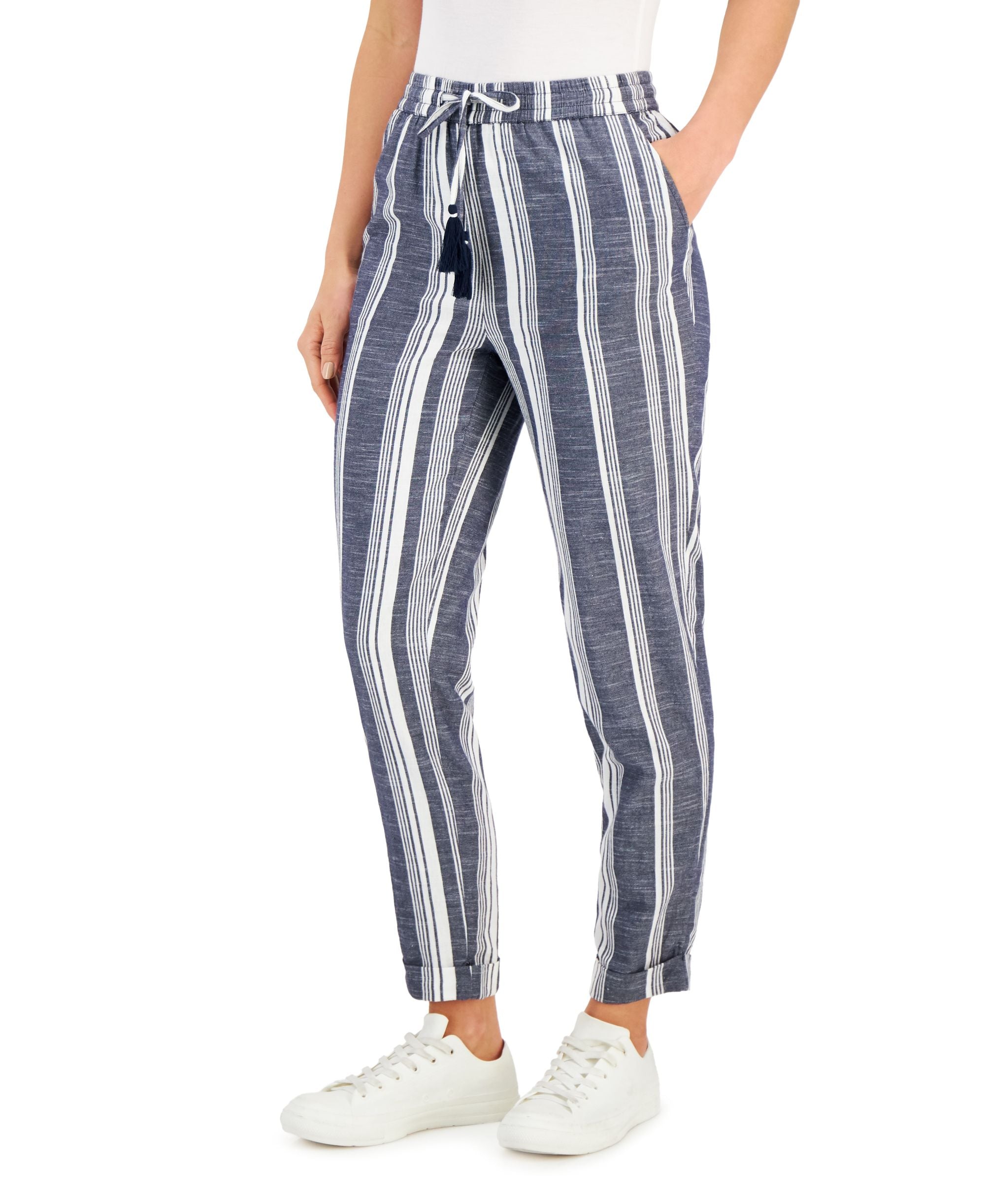 Charter Club Womens Cotton Striped Jogger Signature Pants