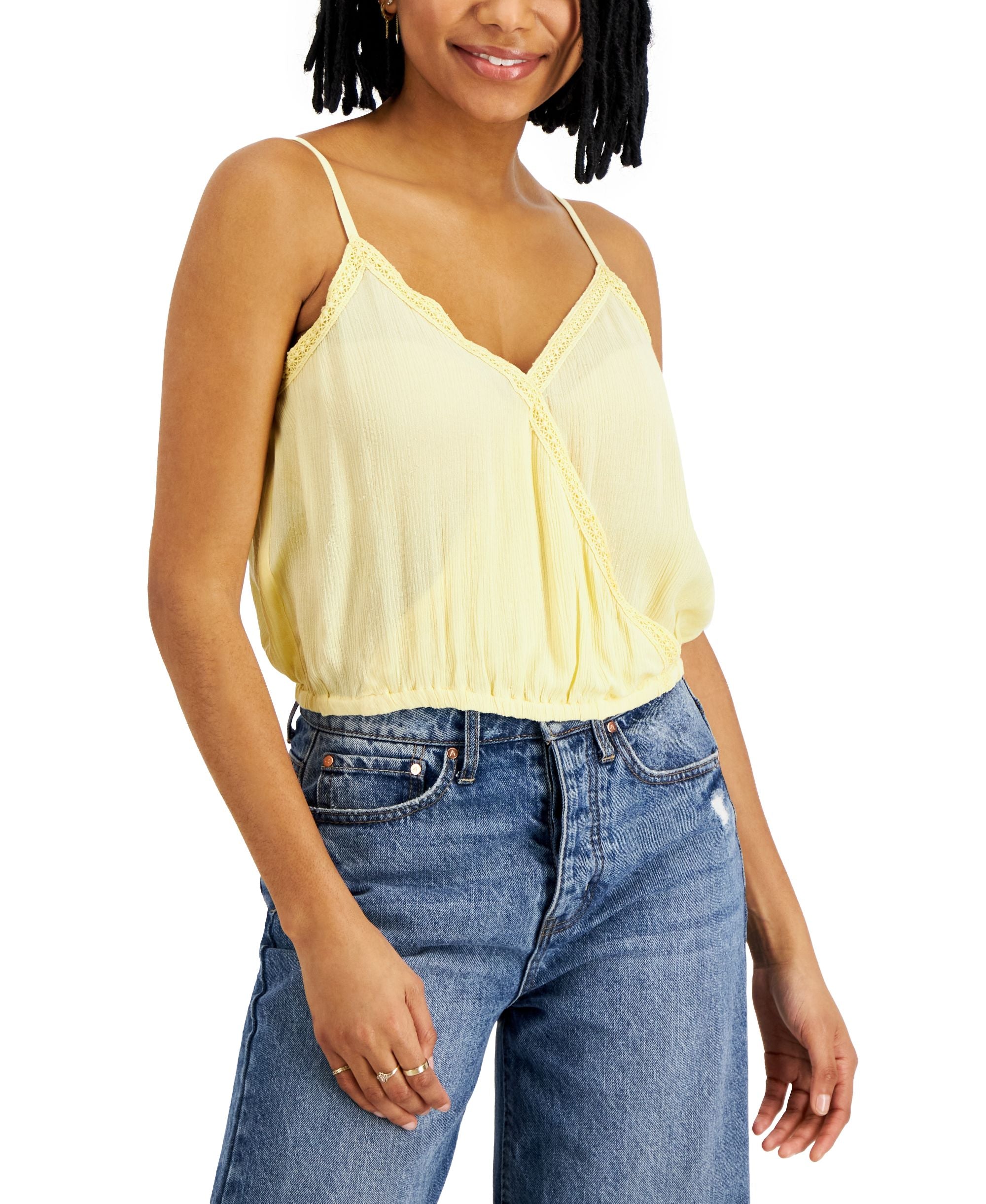 Juniors' Crochet-Trim Premium Top