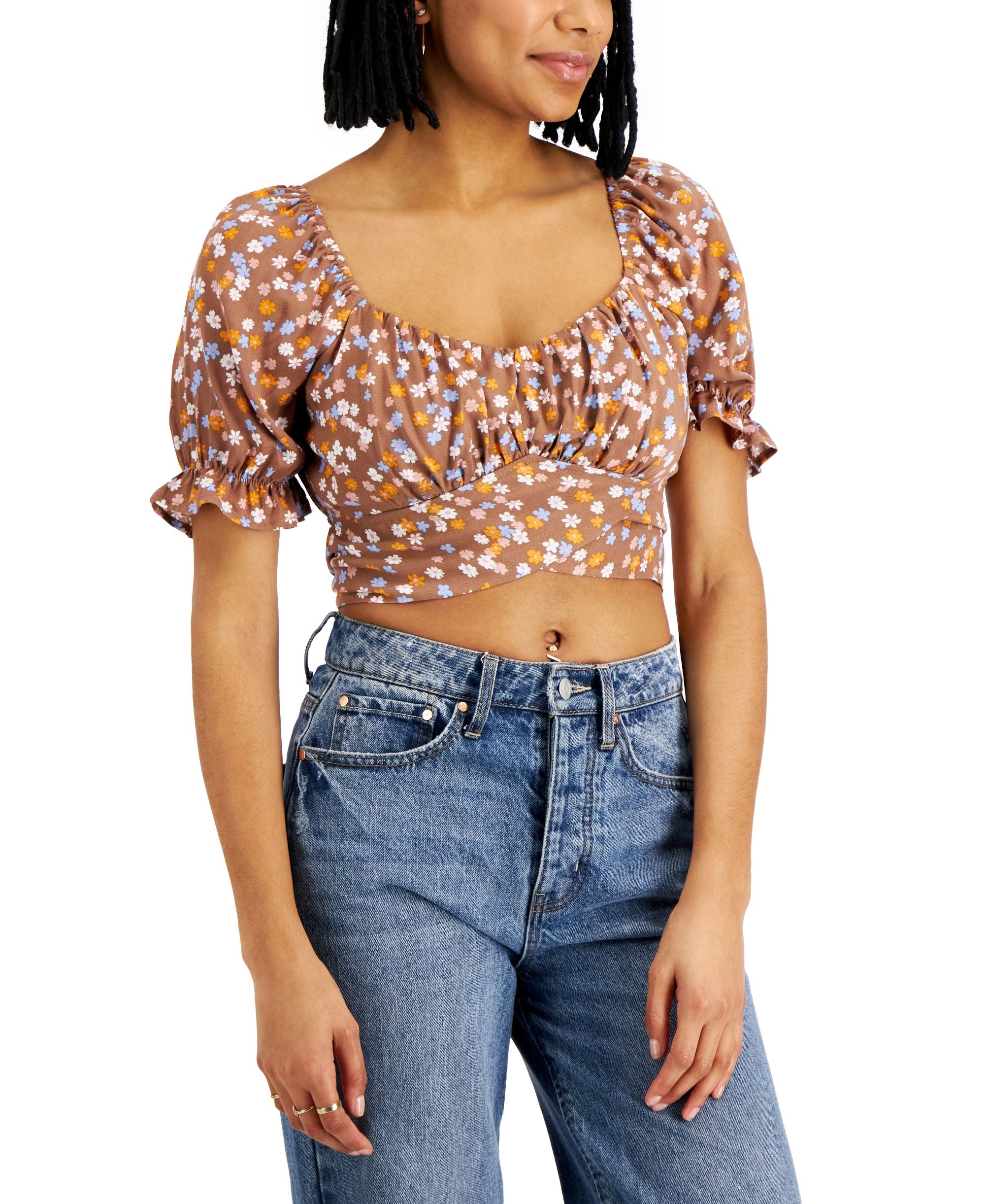 Juniors' Tie-Back Peasant Premium Top