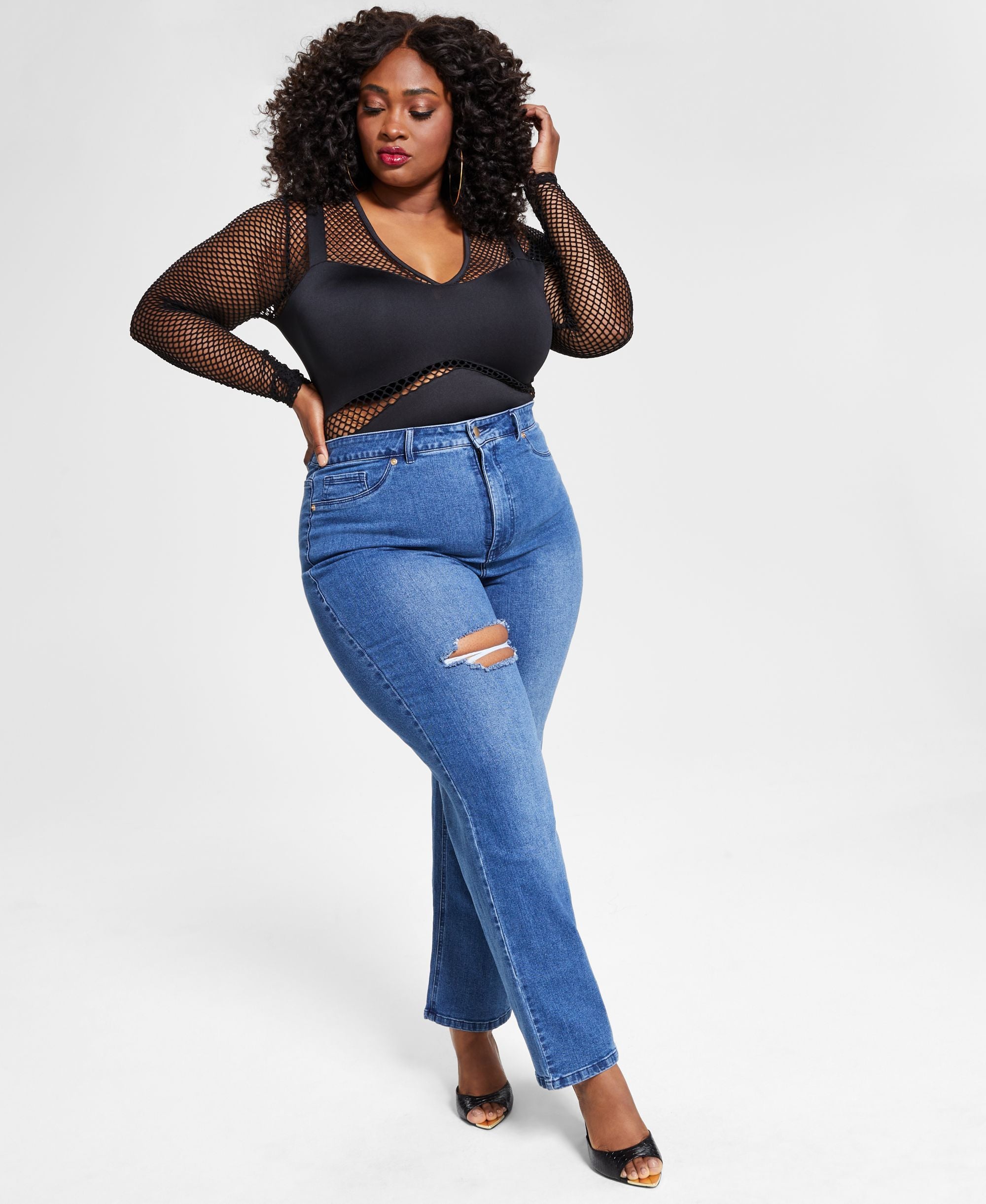 Nina Parker Modern Plus Size High Waist Wide-Leg Premium Jeans