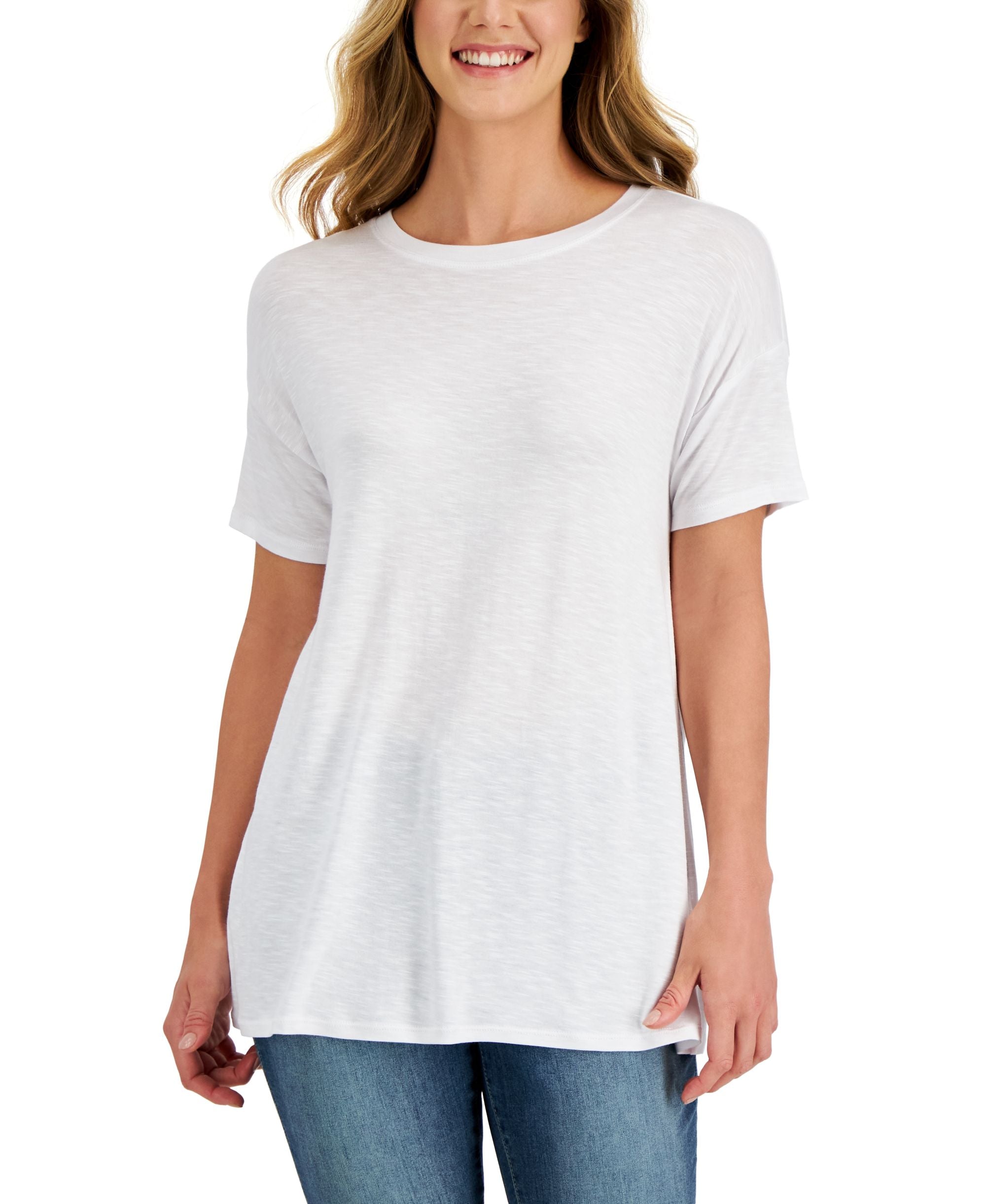 Style & Co Petite Drapey Crewneck T-Modern Shirt