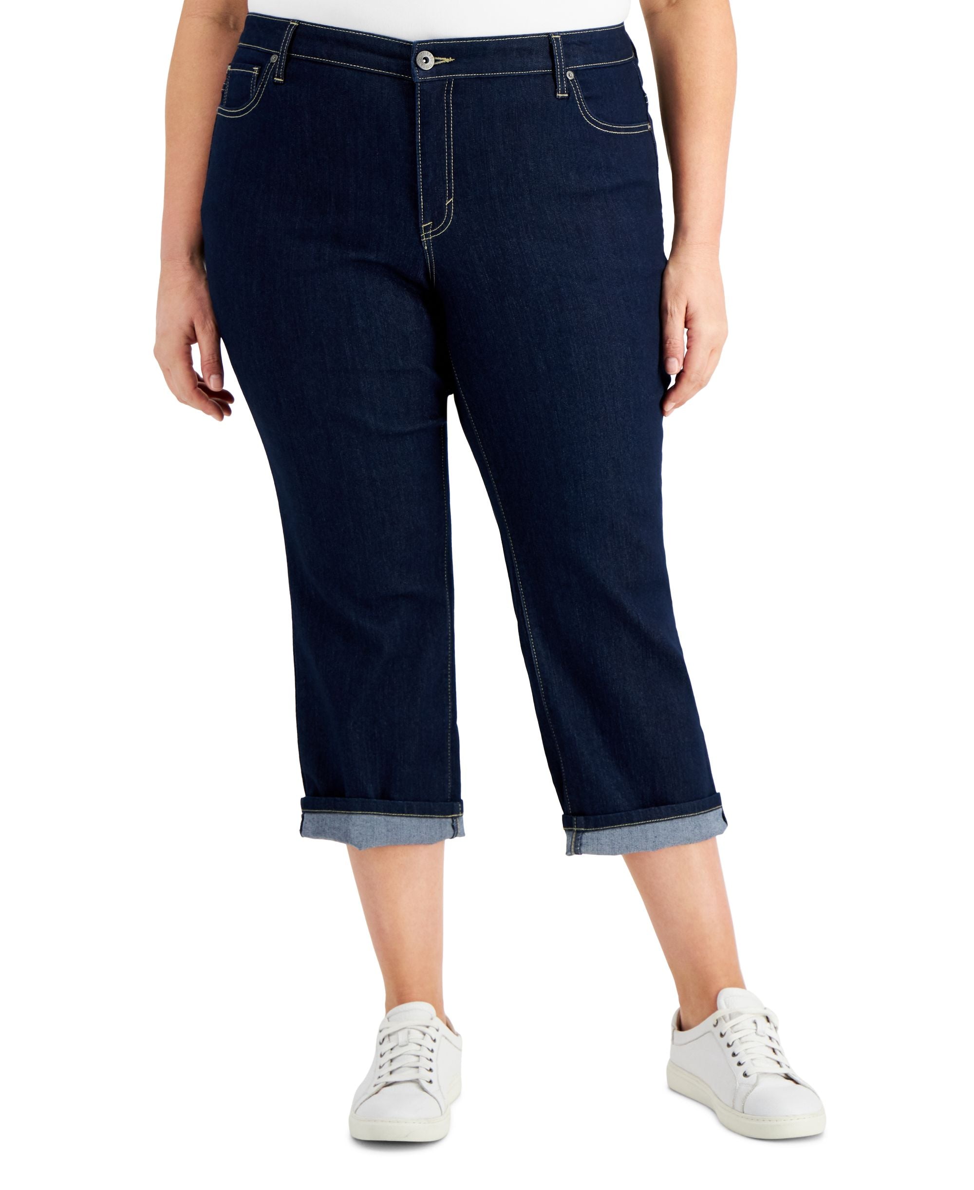 Style & Co Plus Size Roll Cuff Capri-Length Signature Pants