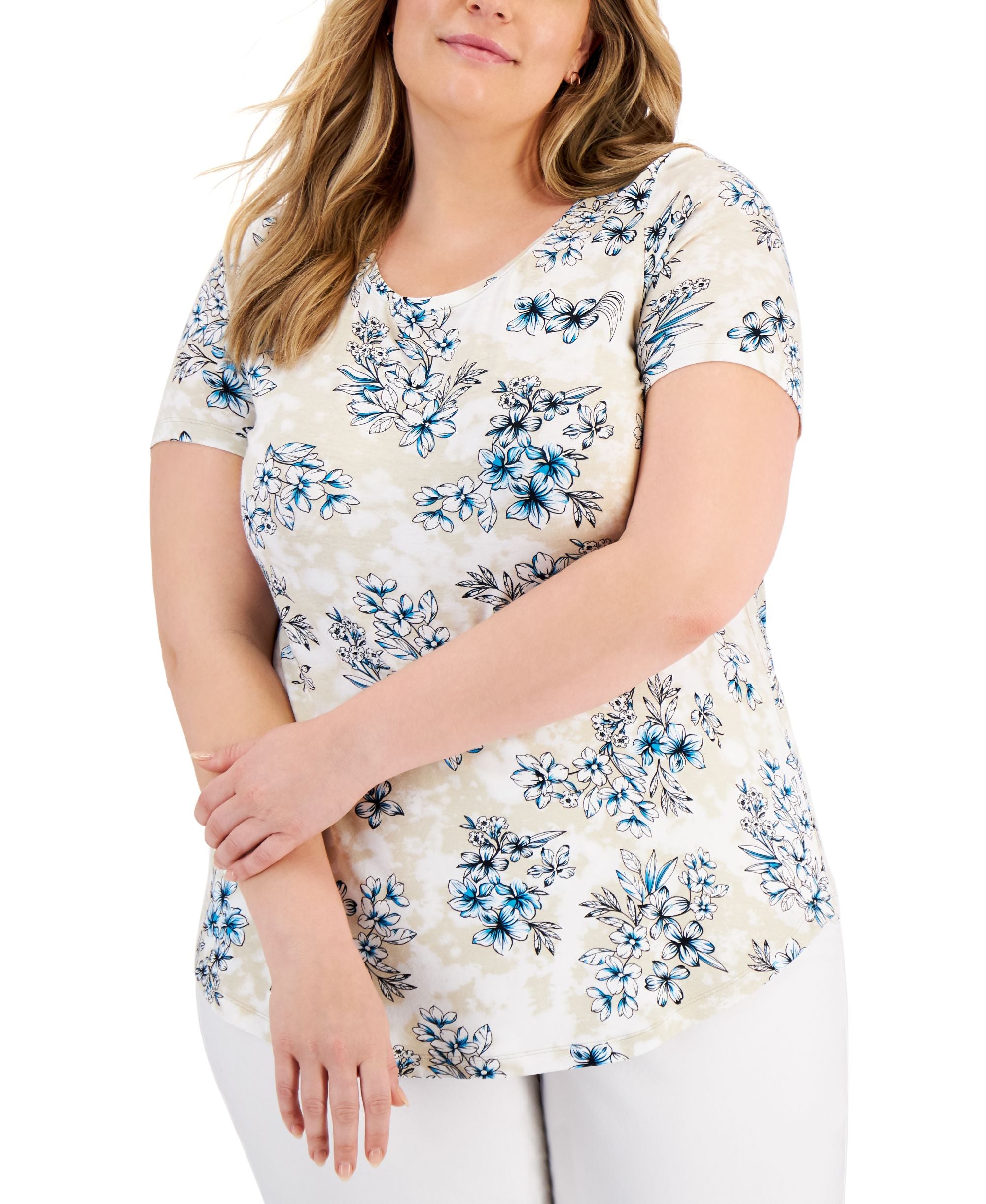 JM Collection Plus Size Printed Premium Top