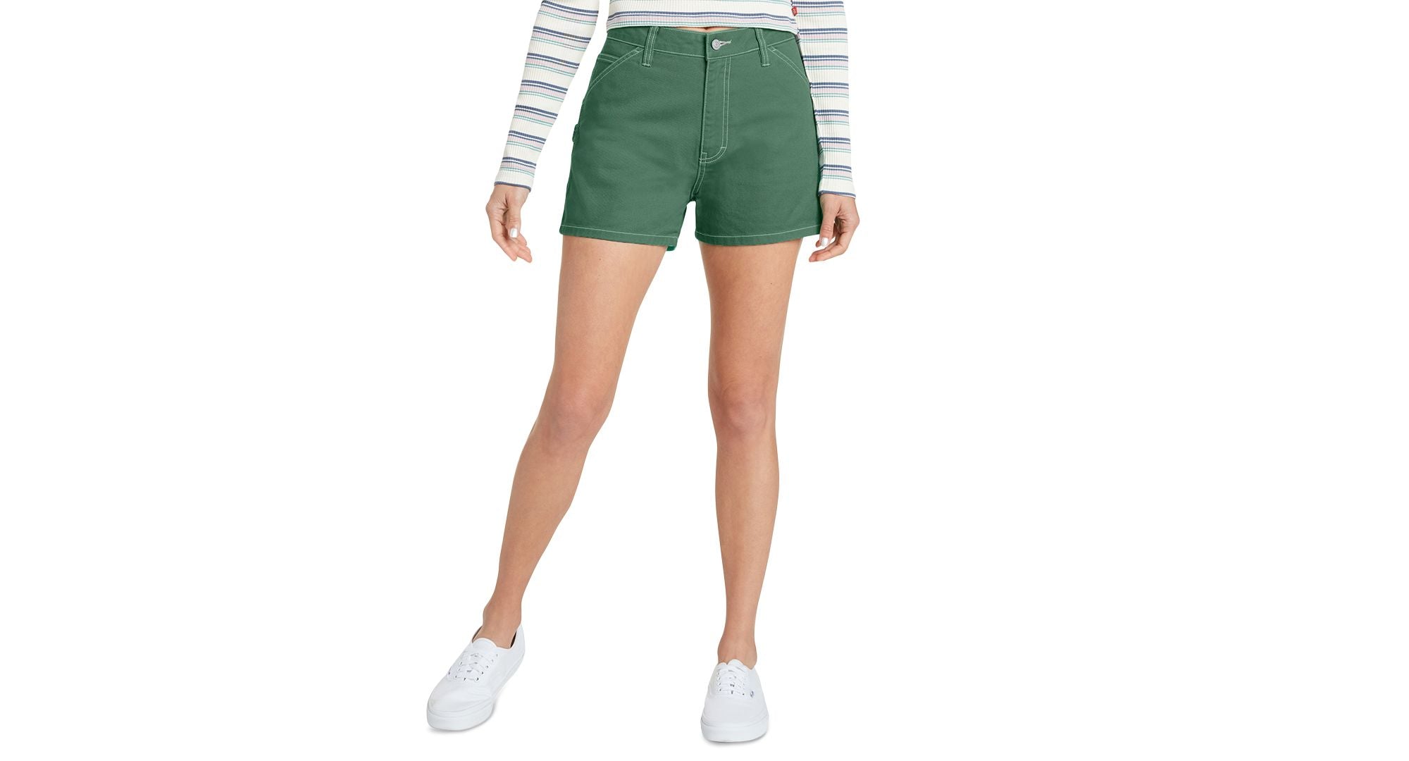 DICKIES Juniors Light Blue Zippered Pocketed Carpenter High Waist Premium Shorts