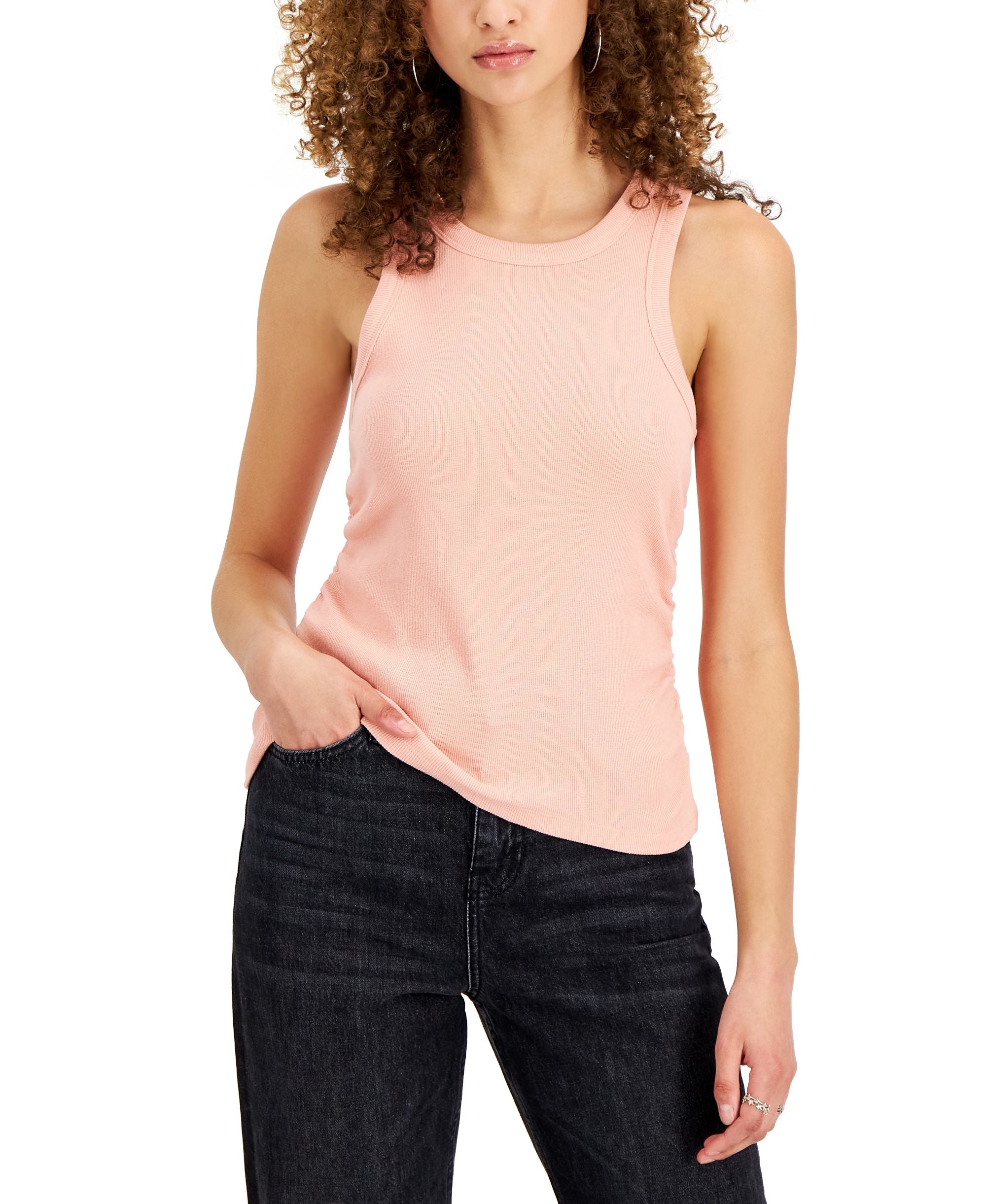 Juniors' Side-Ruched Tank Premium Top
