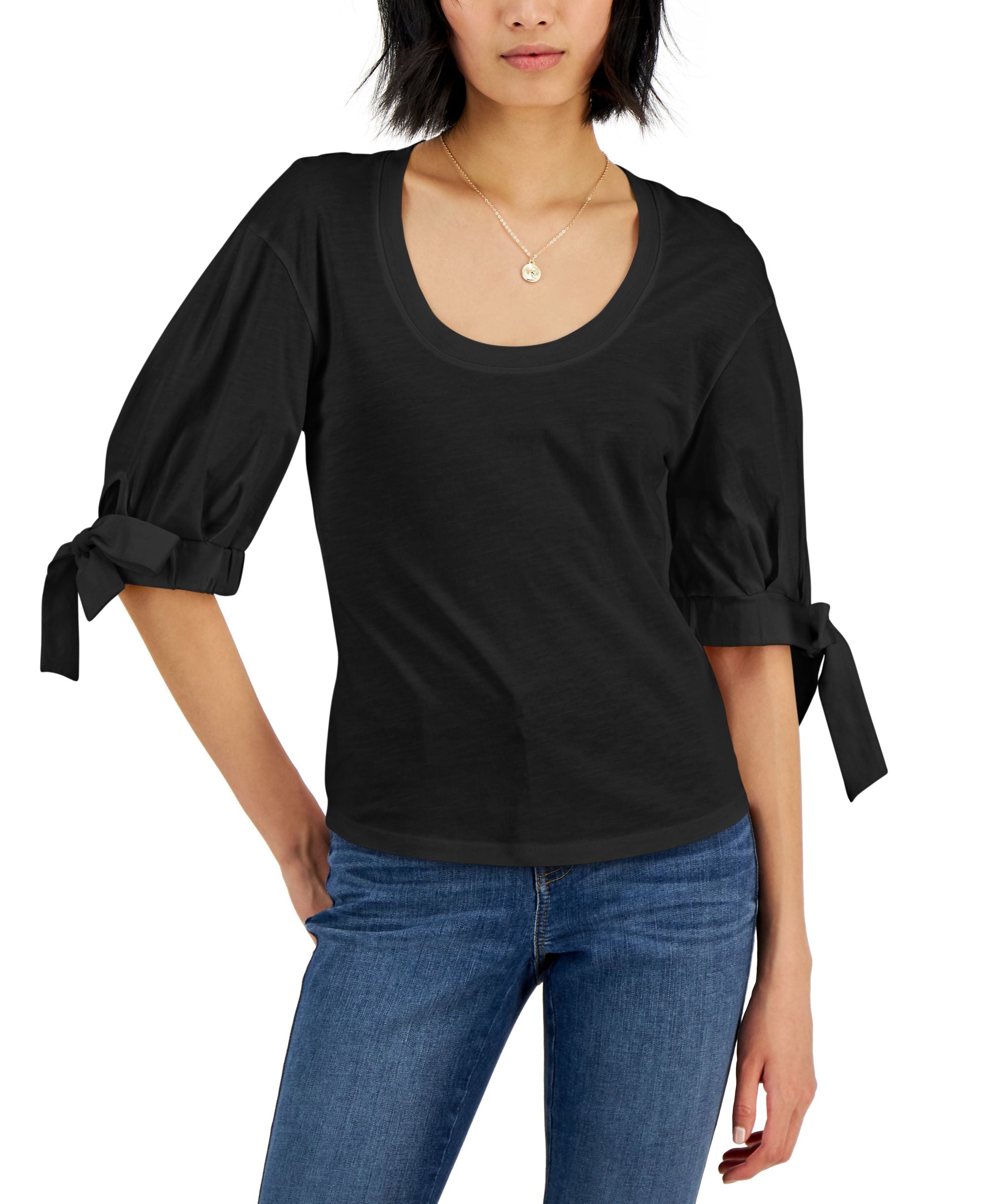 INC International Concepts Womens Tie Sleeve Premium Top