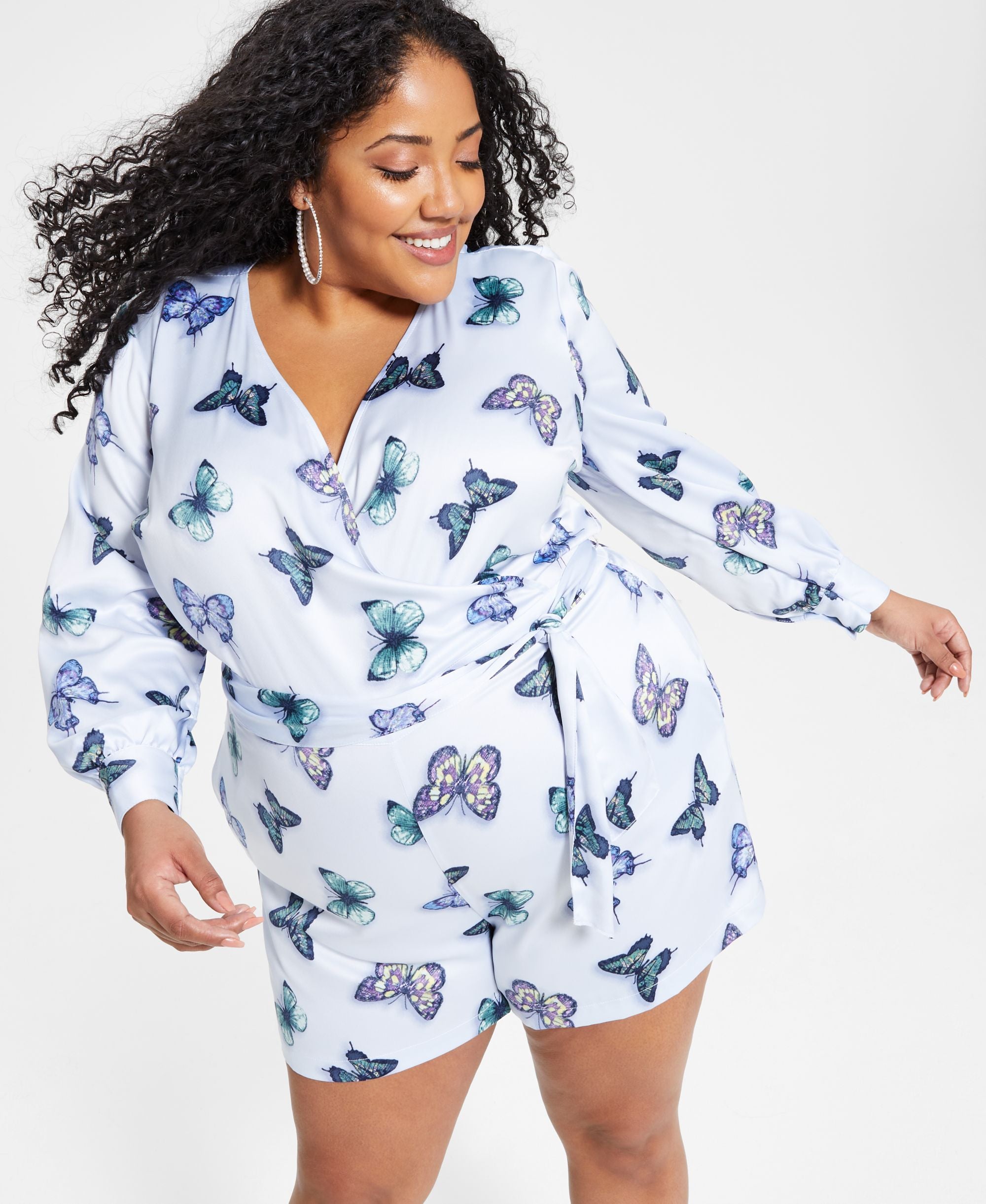 Nina Parker Modern Plus Size Satin Romper