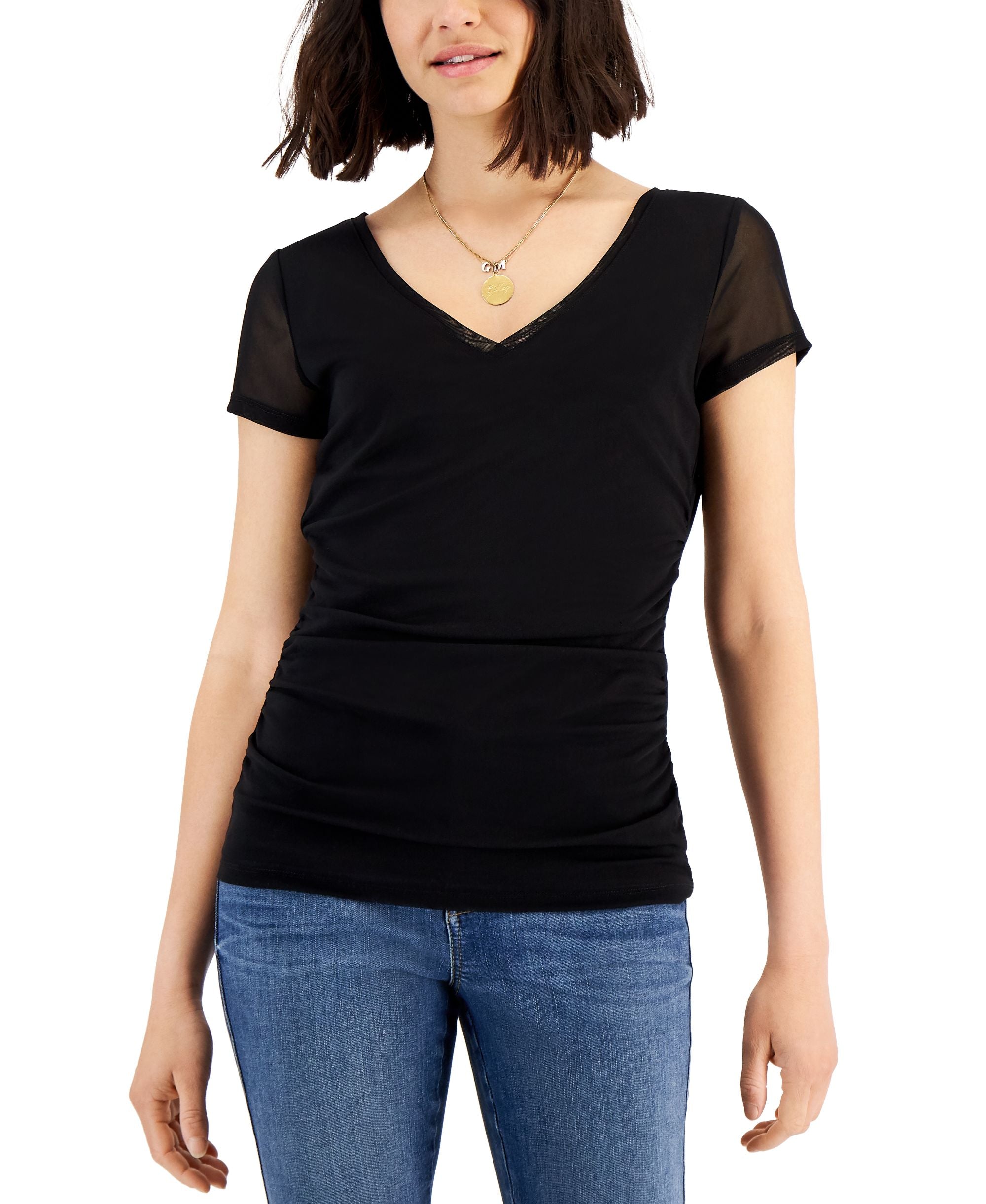 INC International Concepts Womens Mesh V Neck T-Modern Shirt