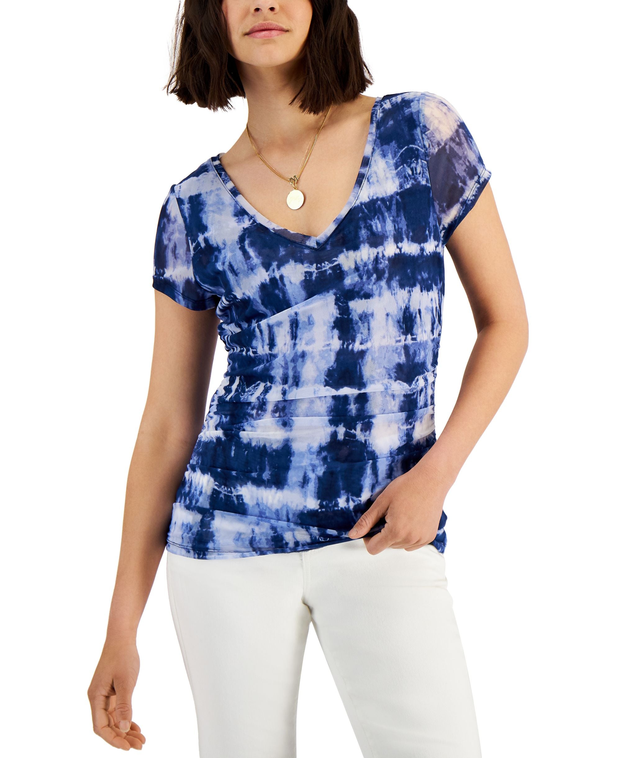 INC International Concepts Plus Size Cotton Tie Dyed Premium Top