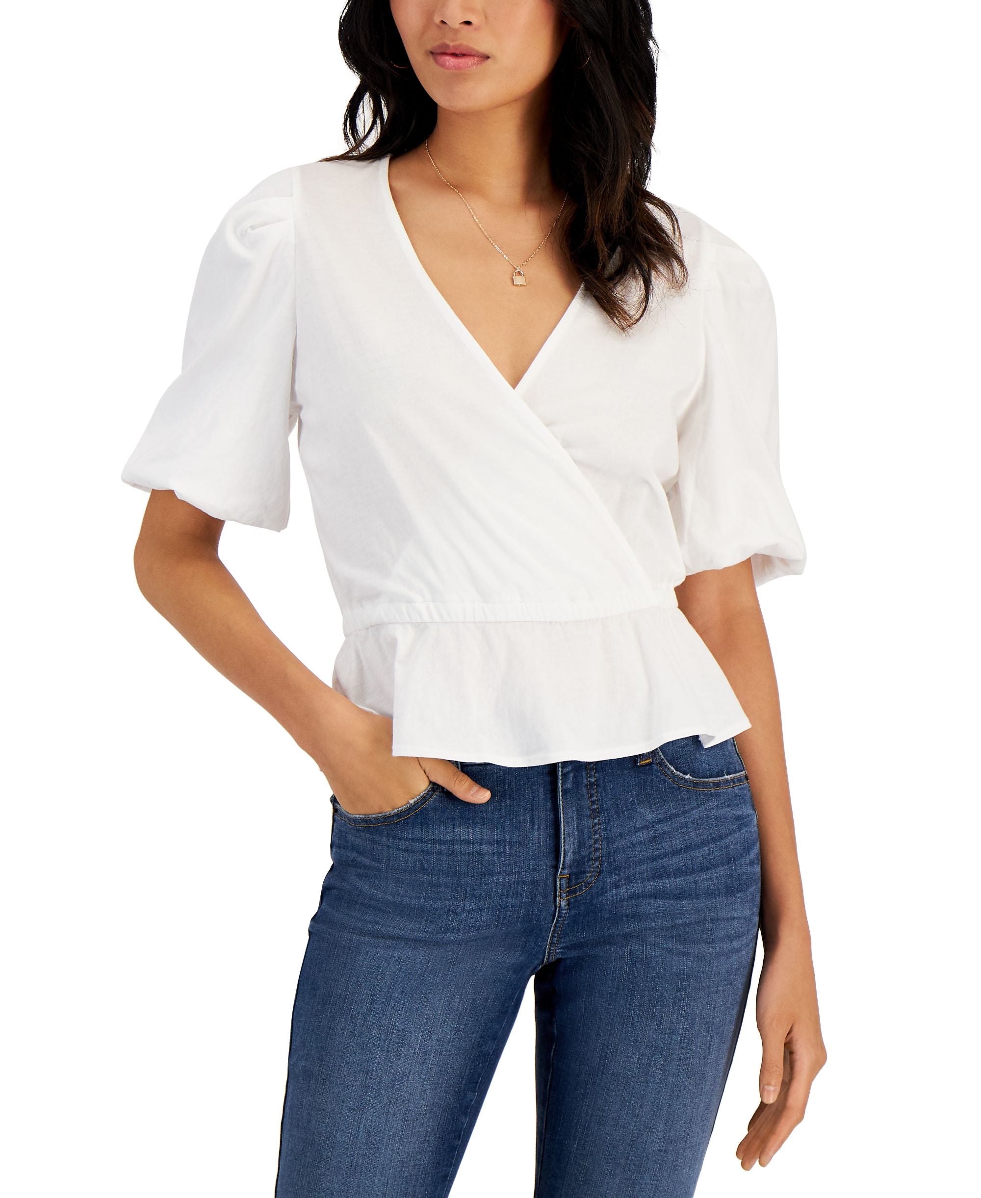 INC International Concepts Womens Puff-Sleeve Premium Top