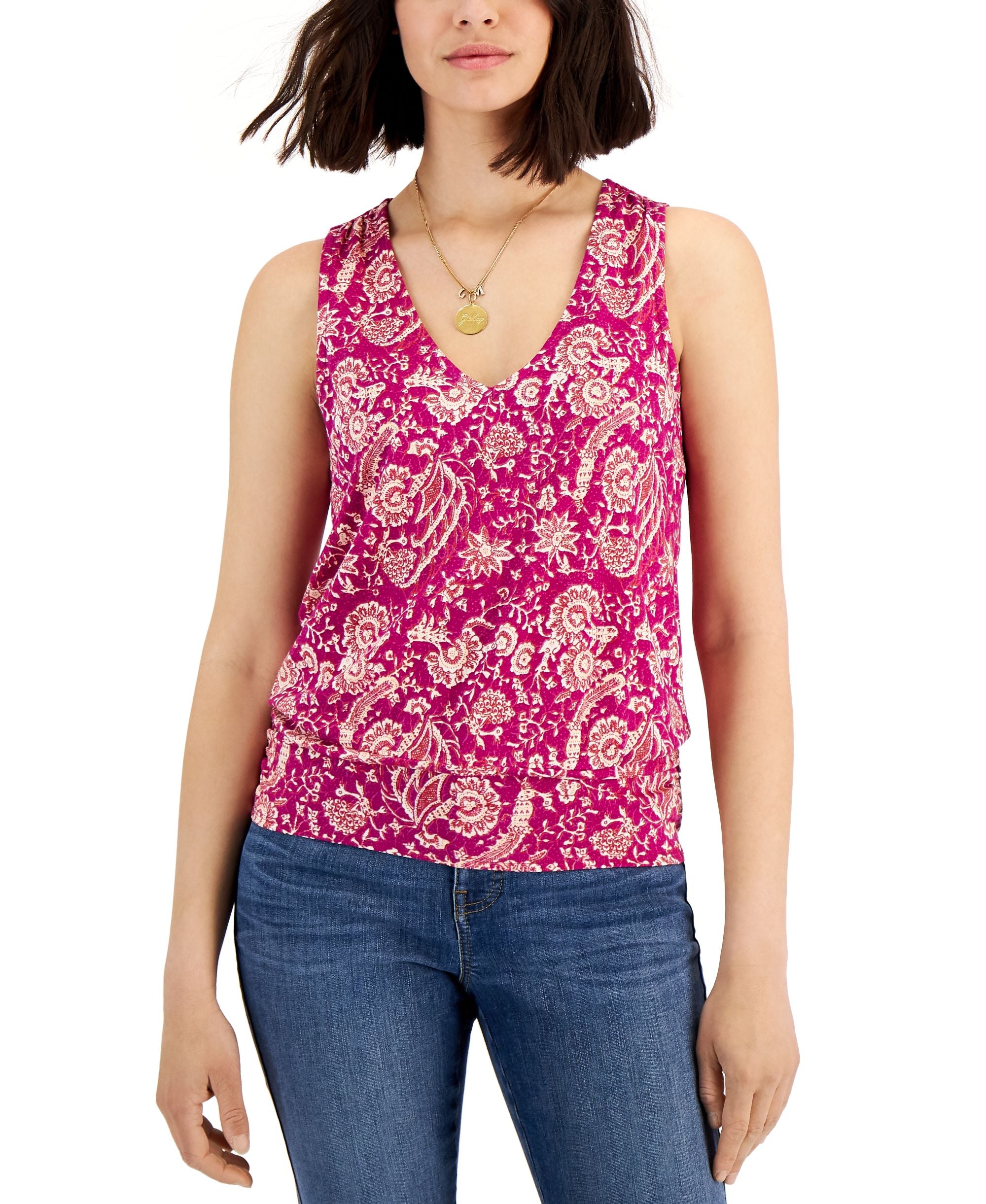 INC International Concepts Womens Printed Sleeveless Premium Top