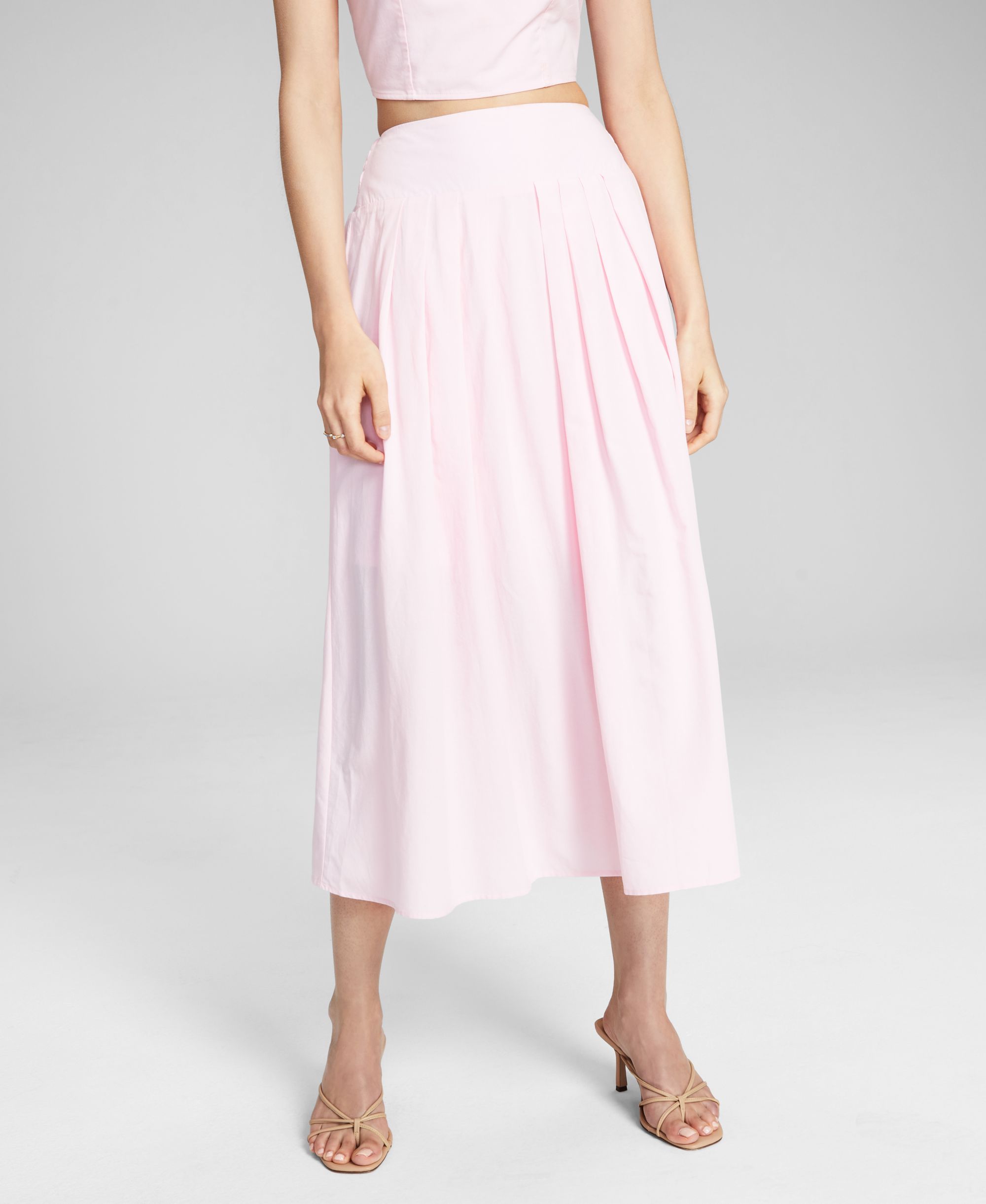 Now This Womens Pleated Midi Modern Skirt