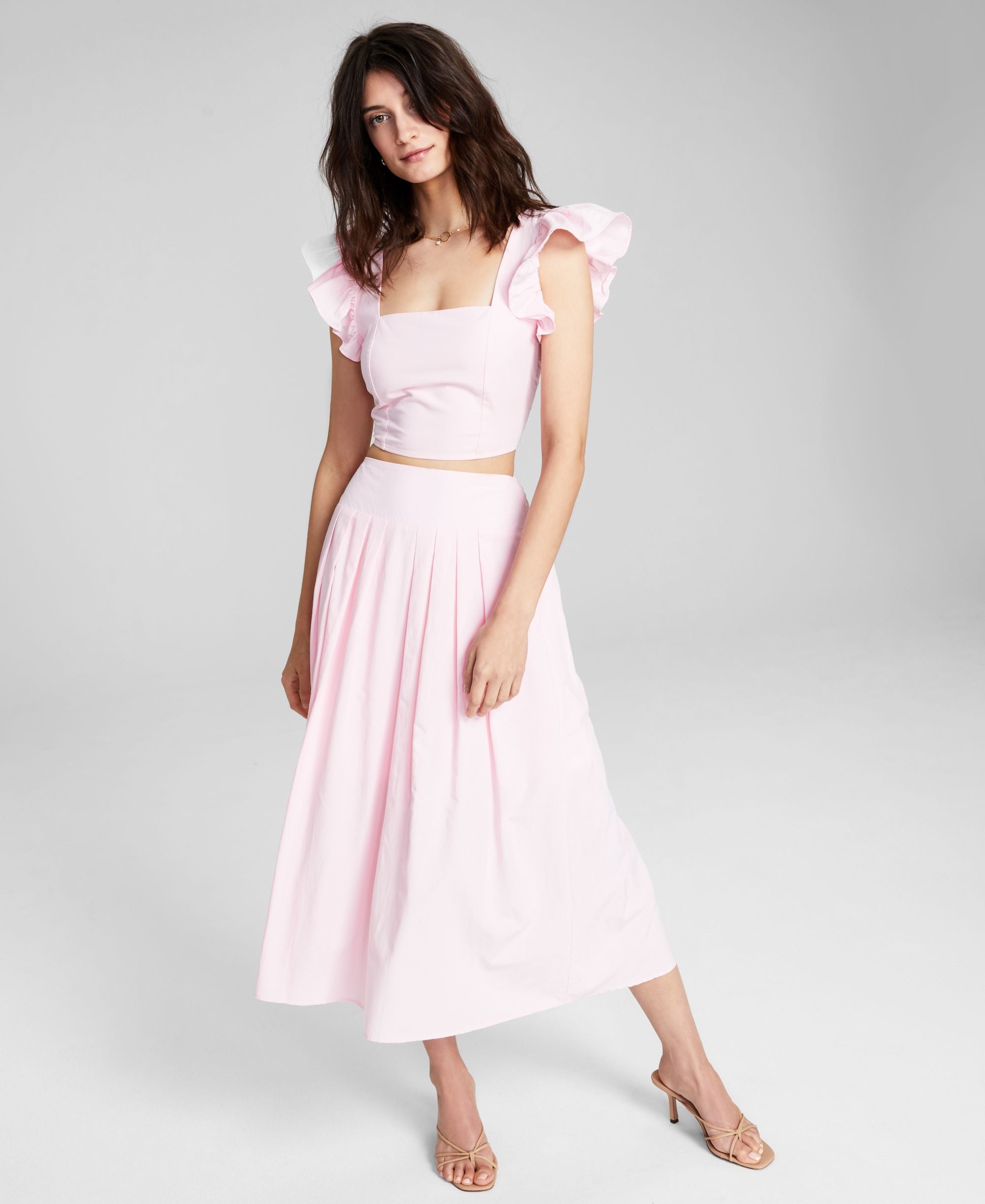 Now This Womens Flutter-Sleeve Crop Premium Top