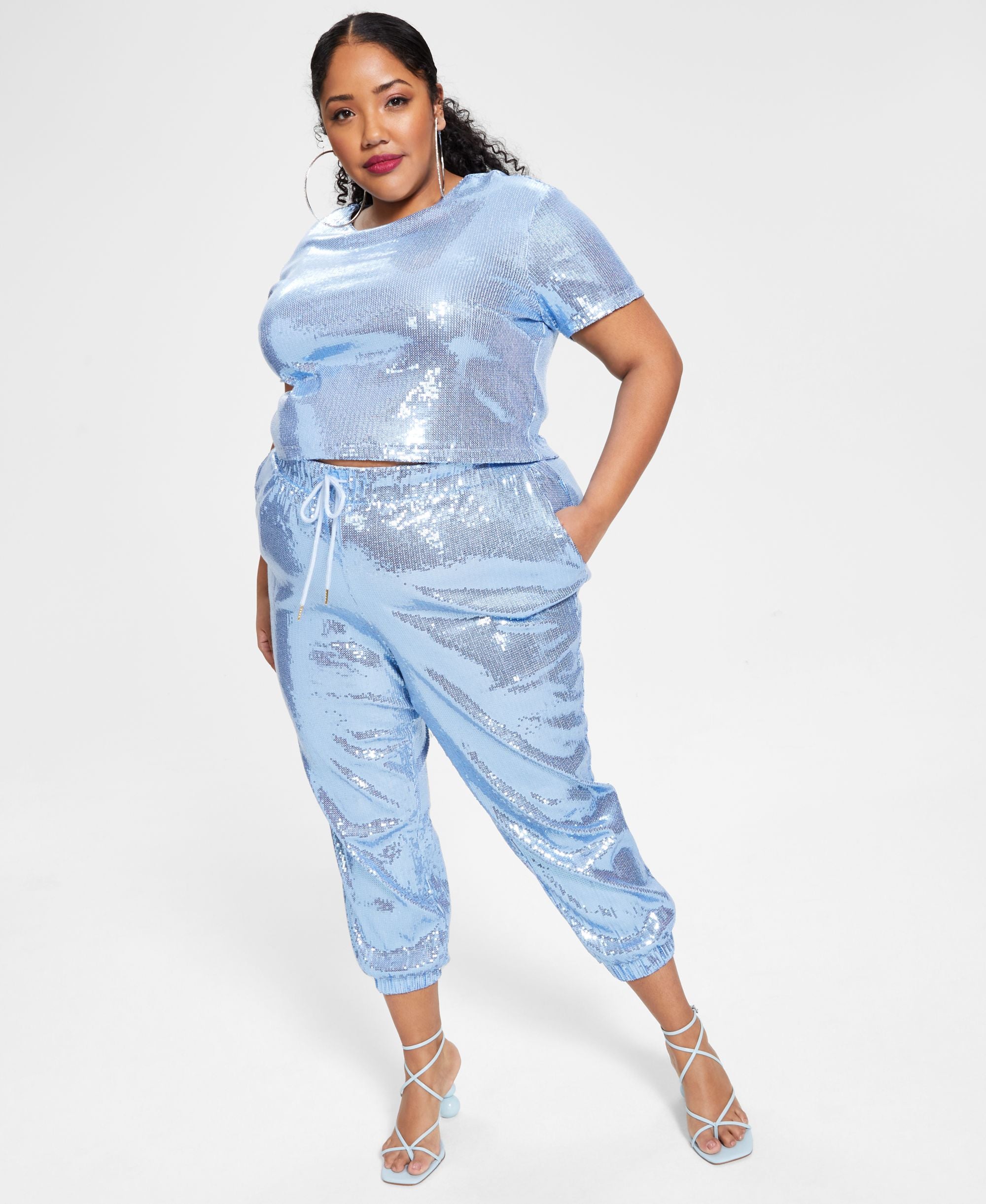 Nina Parker Modern Plus Size Sequin Jogger Signature Pants