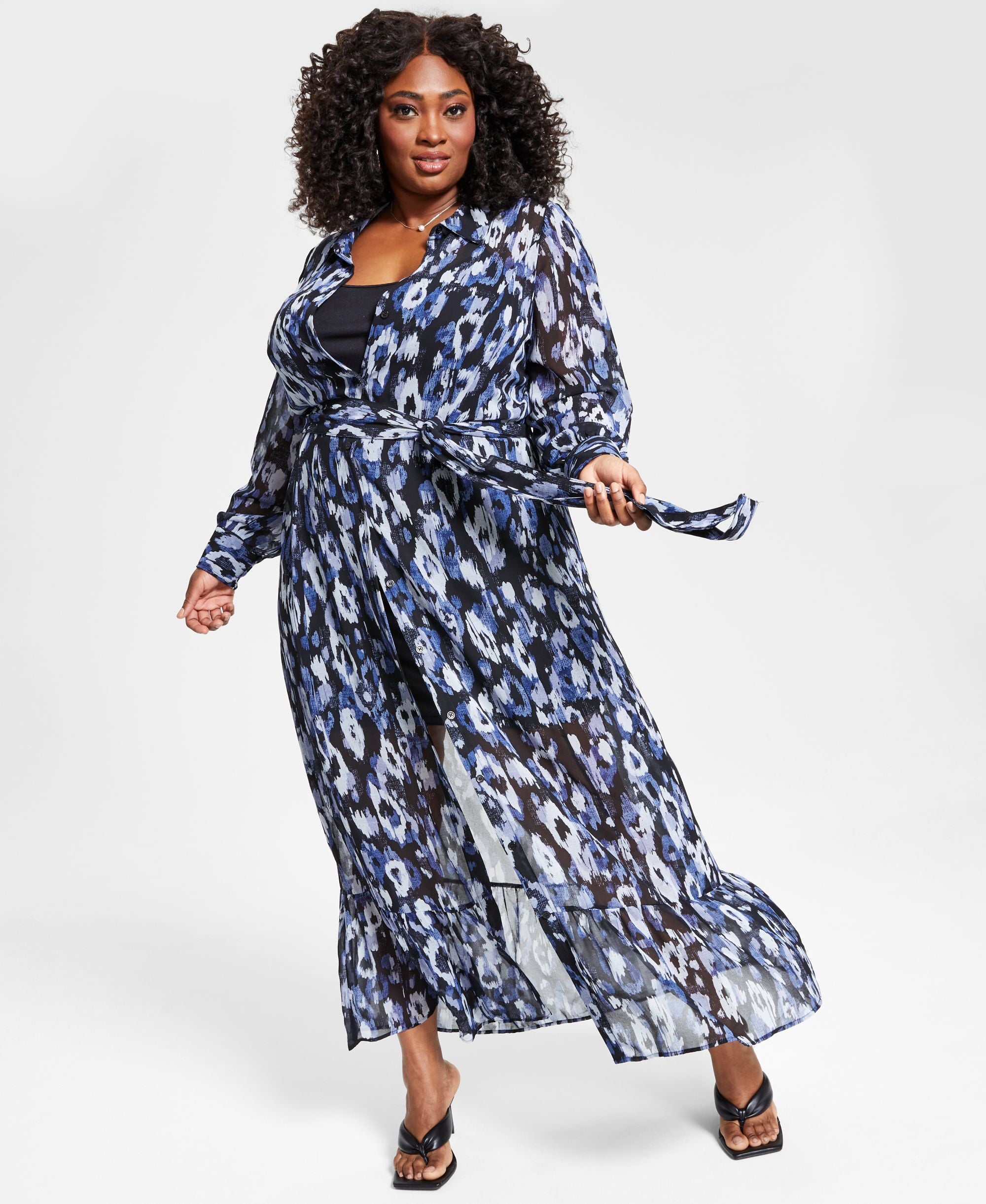 Nina Parker Modern Plus Size Modern Shirt Dress