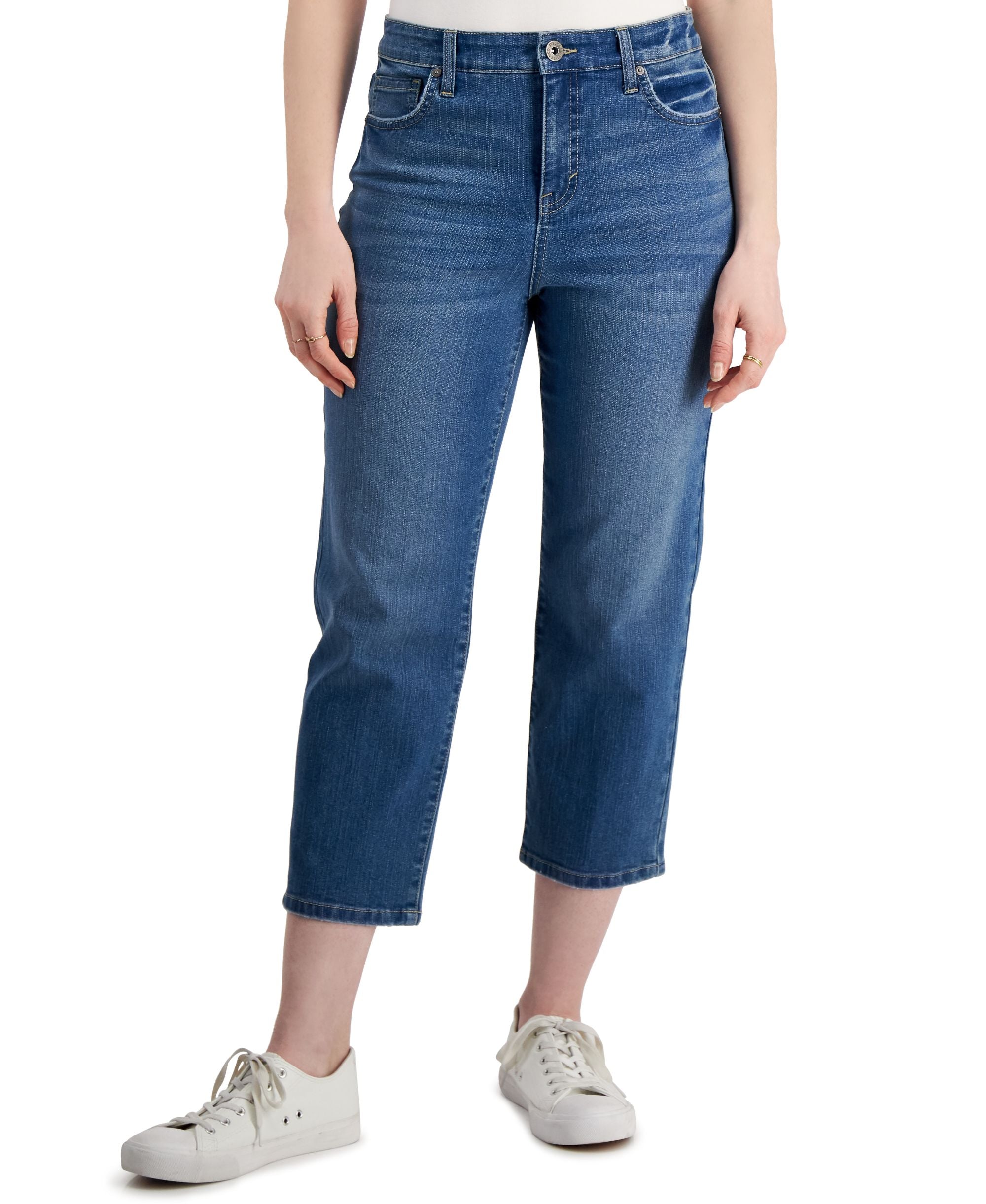 Style & Co Petite High Rise Straight Crop Premium Jeans