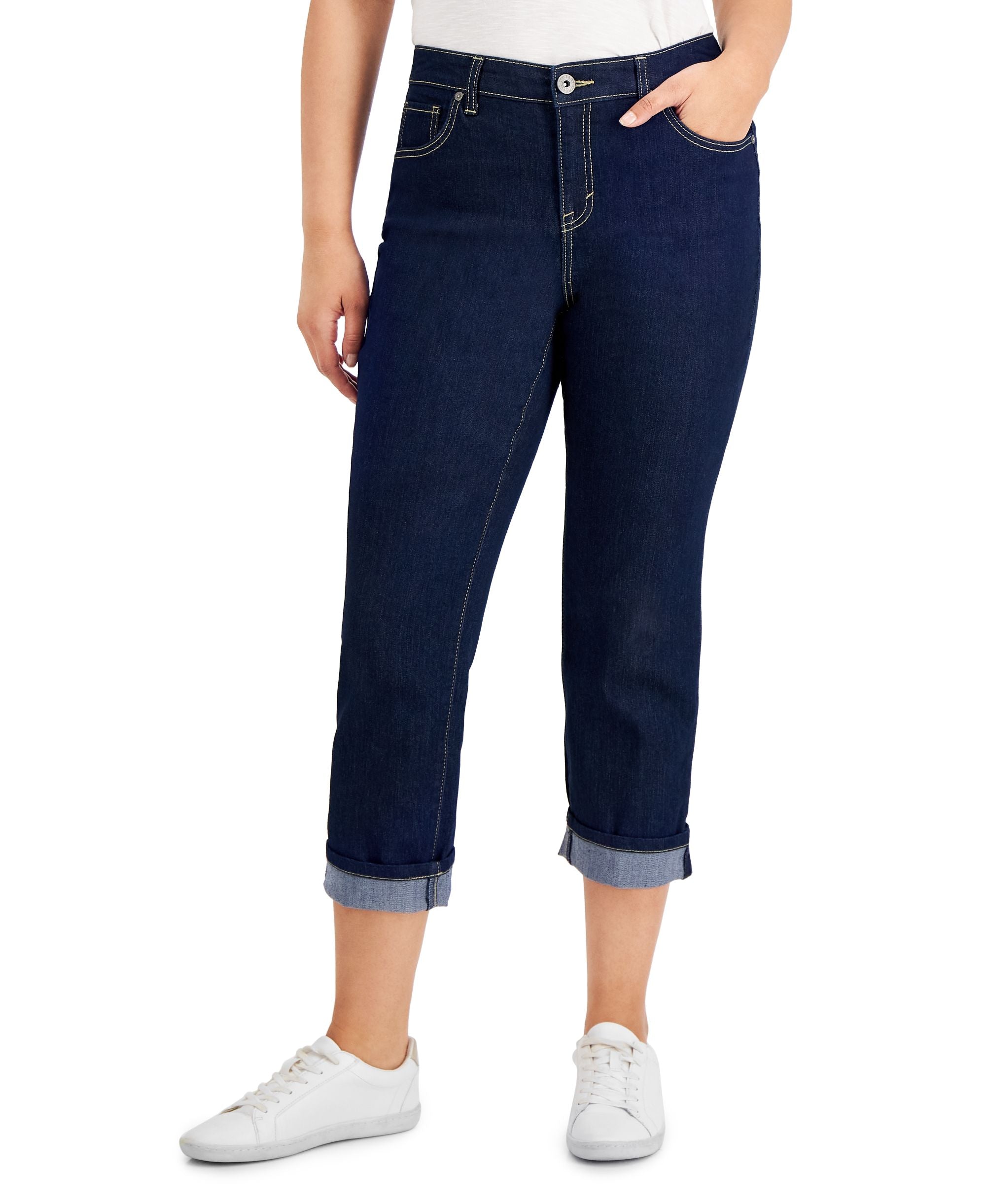 Curvy Cuffed Capri-Length Premium Jeans