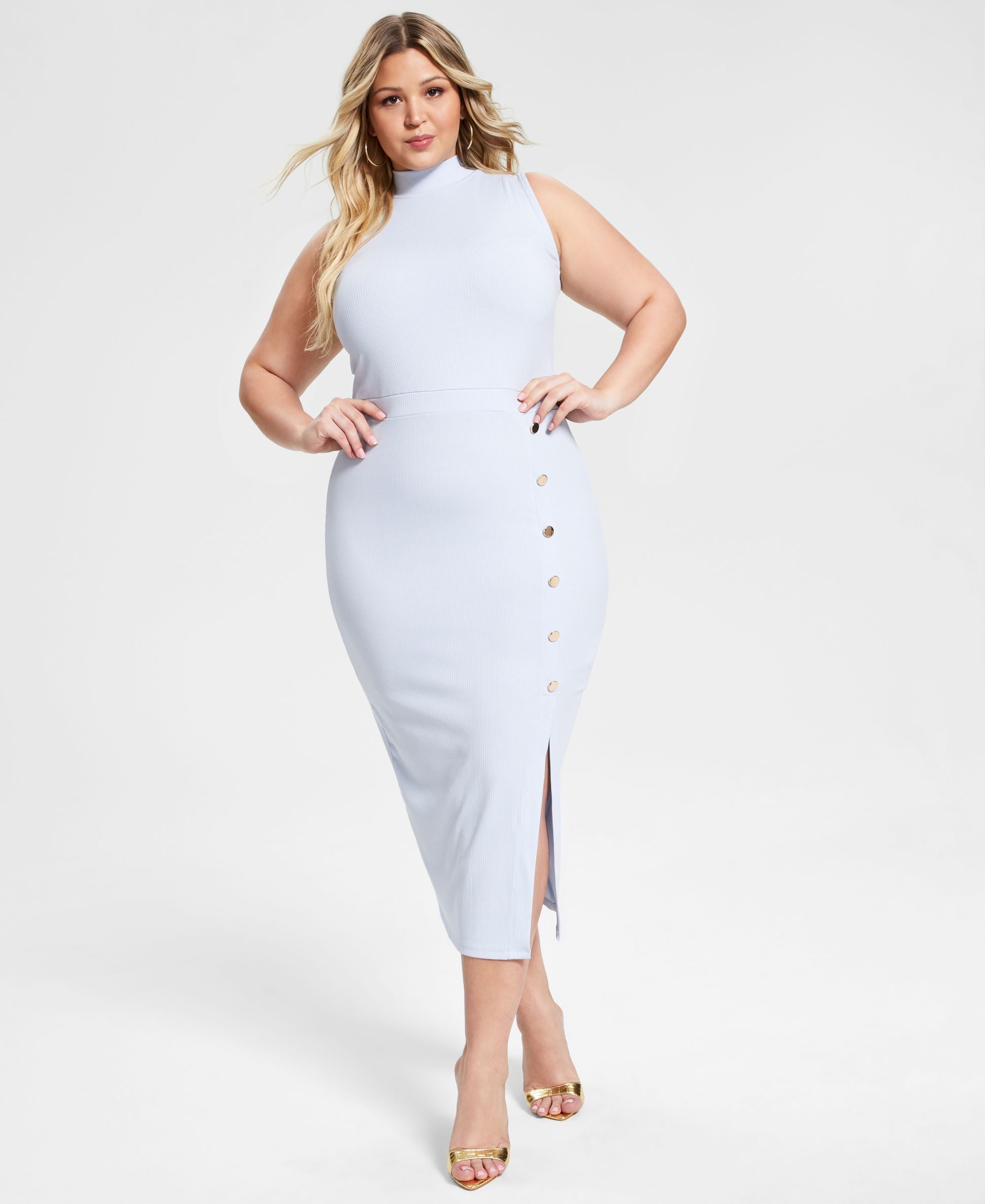 Nina Parker Modern Plus Size Ribbed Midi Dress