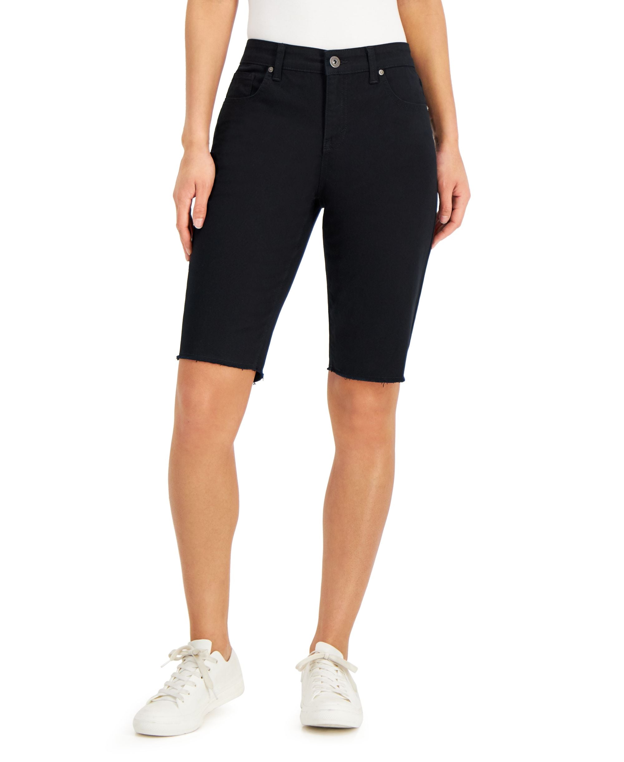 Style & Co Womens Curvy Raw Edge Bermuda Premium Shorts