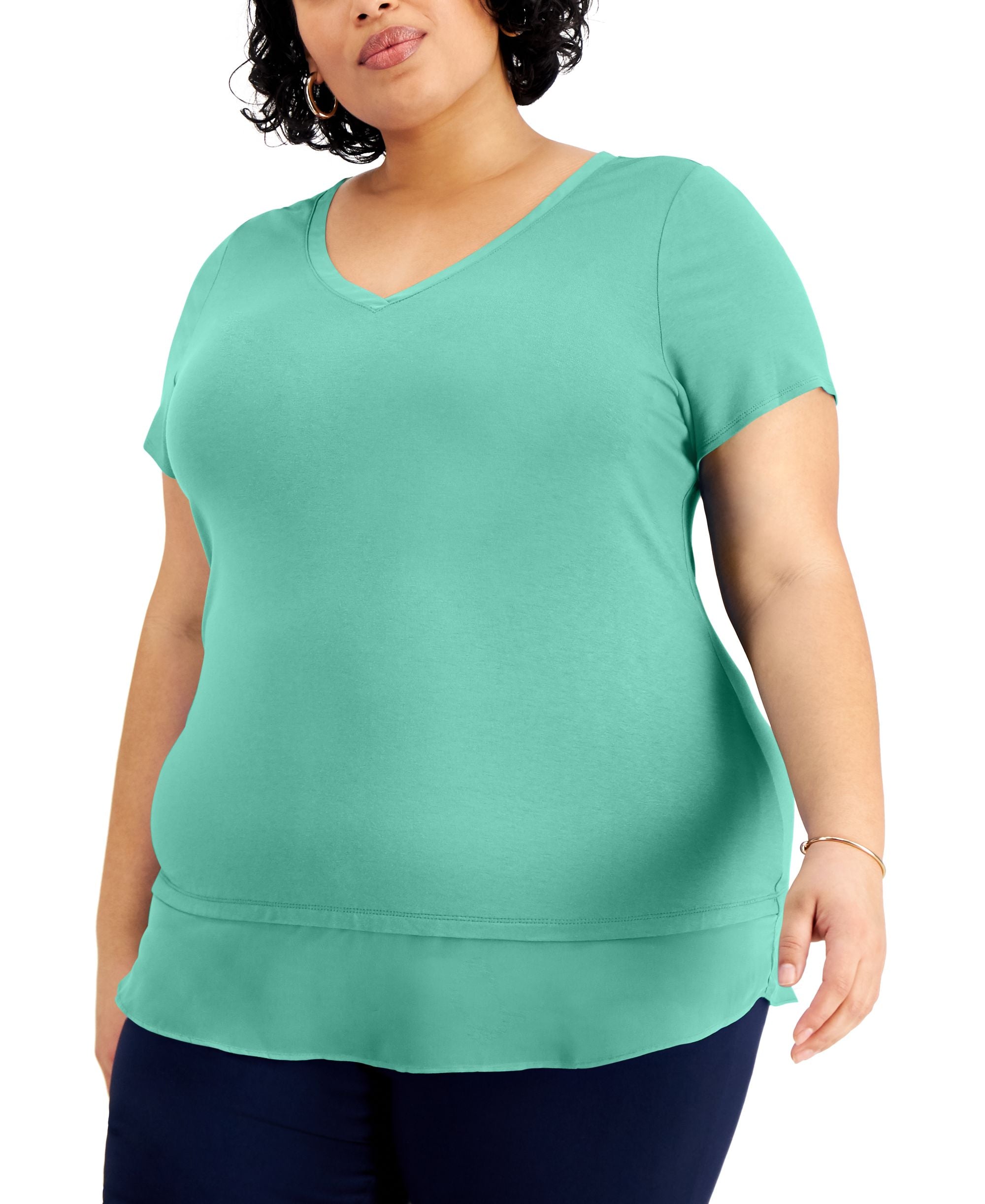 JM Collection Plus Size Layered Hem Premium Top