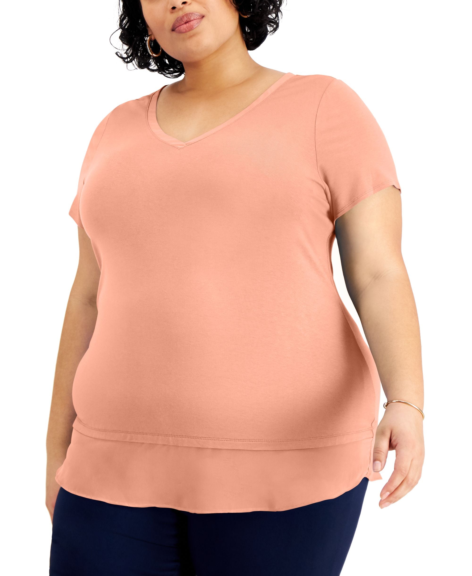 JM Collection Plus Size Layered Hem Premium Top