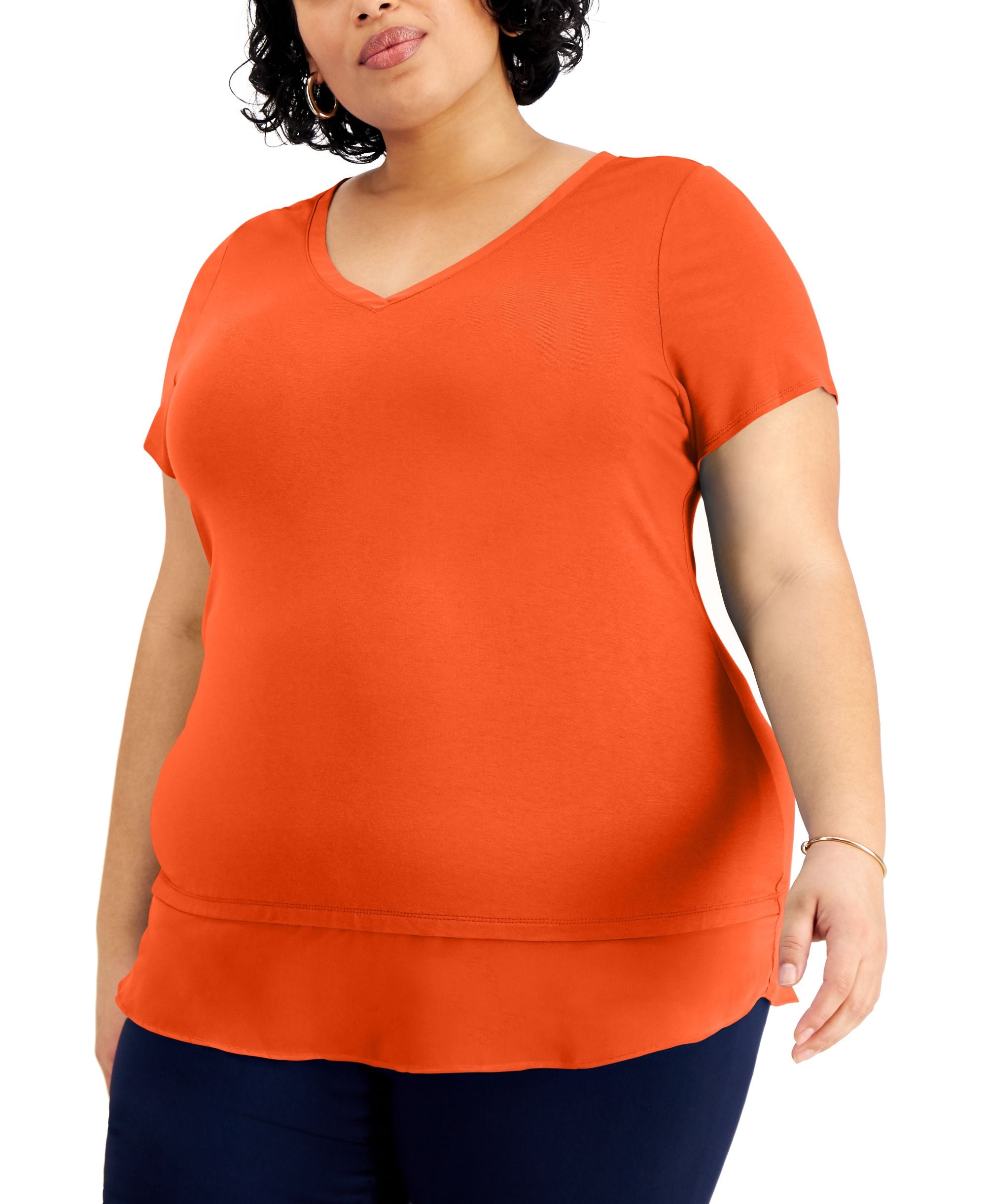 JM Collection Plus Size Layered Hem Premium Top