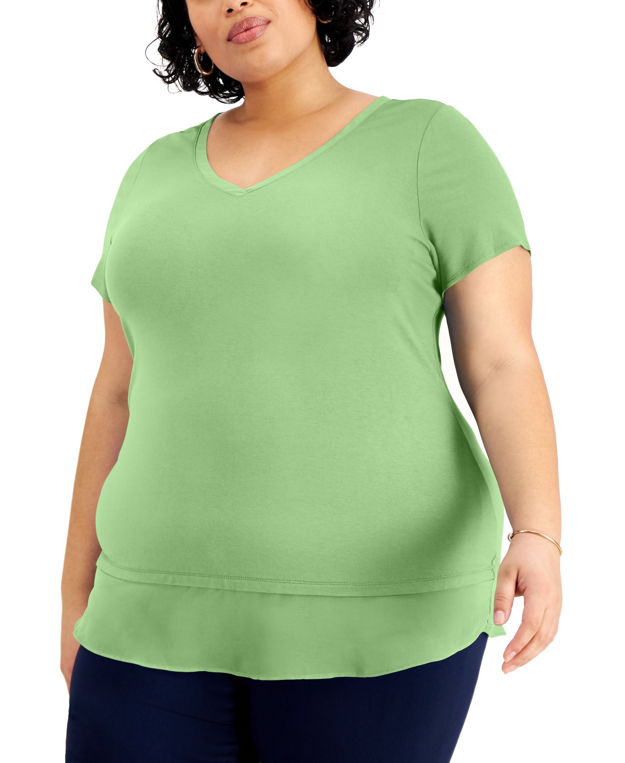 JM Collection Plus Size Layered Hem Premium Top