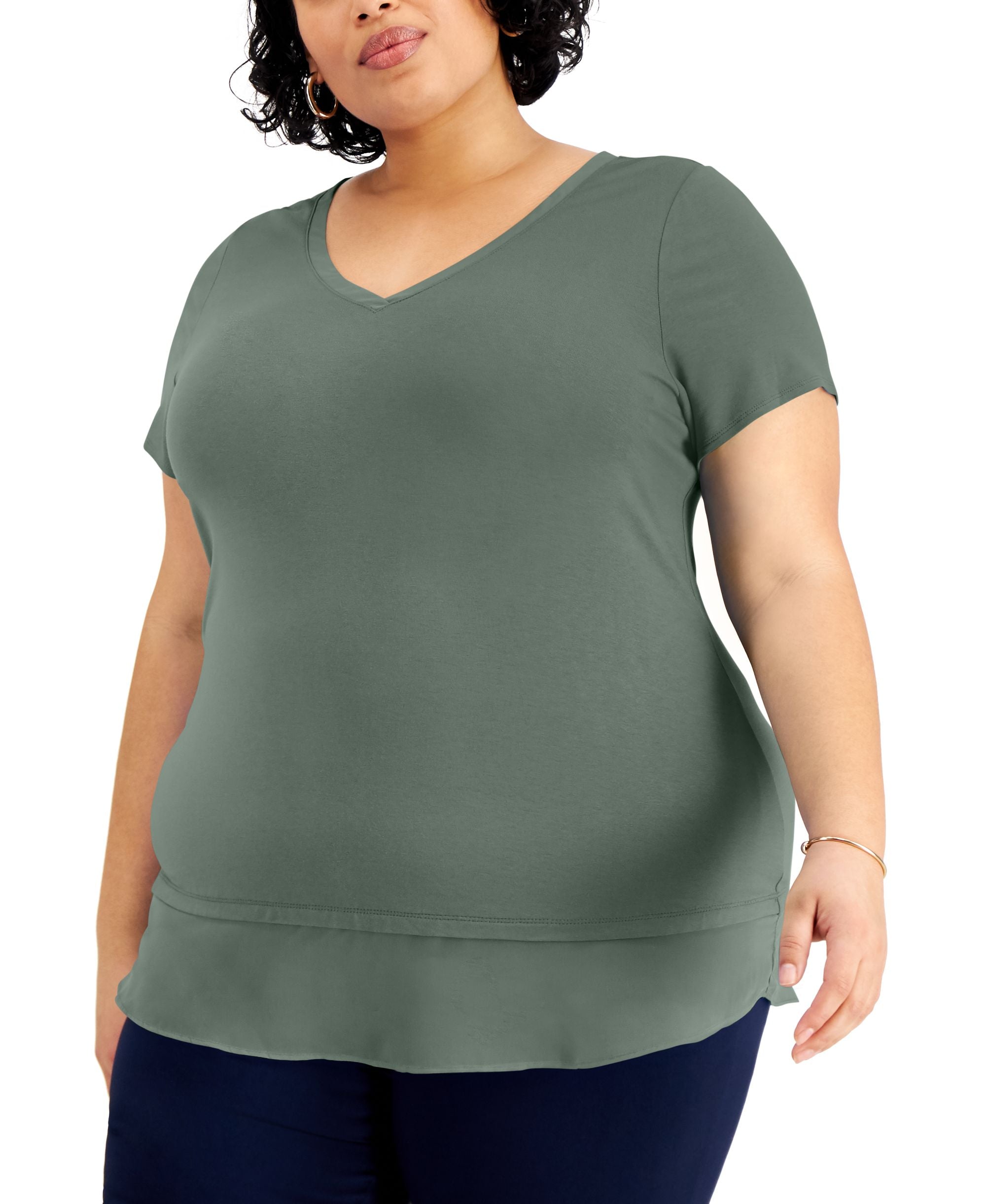 JM Collection Plus Size Layered Hem Premium Top