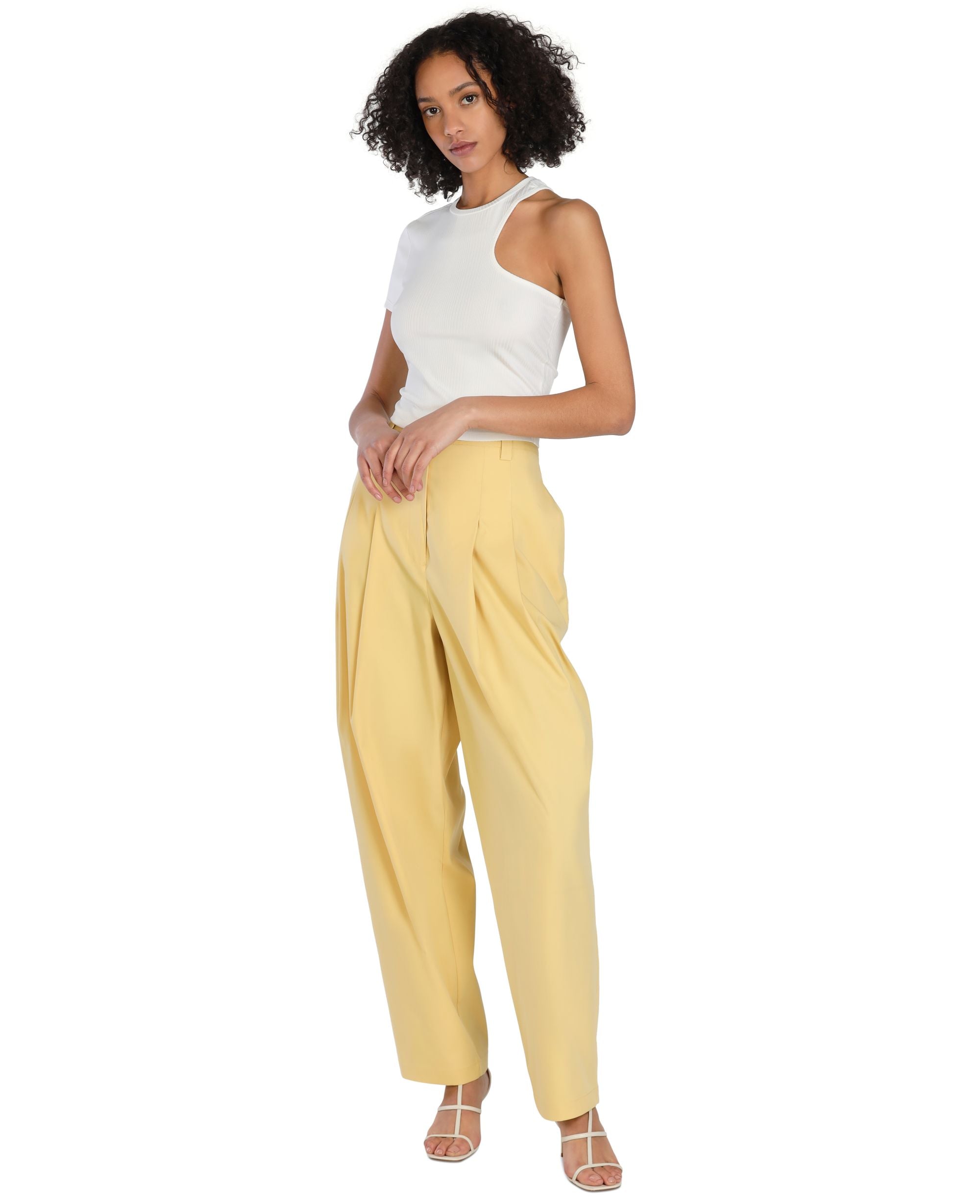 Bar III Nicole Williams English Pleated Wide-Leg Relaxed Signature Pants