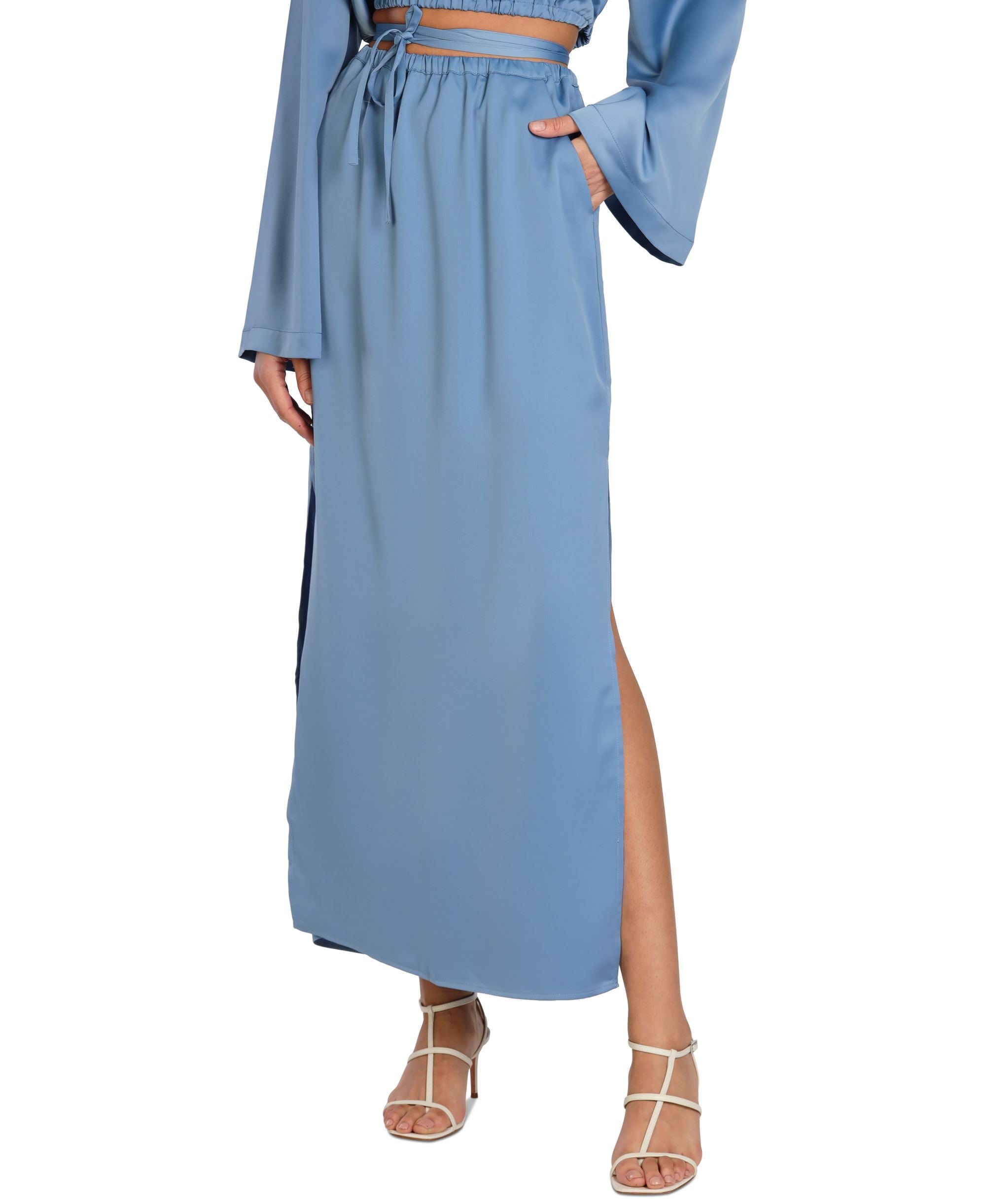 Bar III Nicole Williams English Satin Maxi Modern Skirt