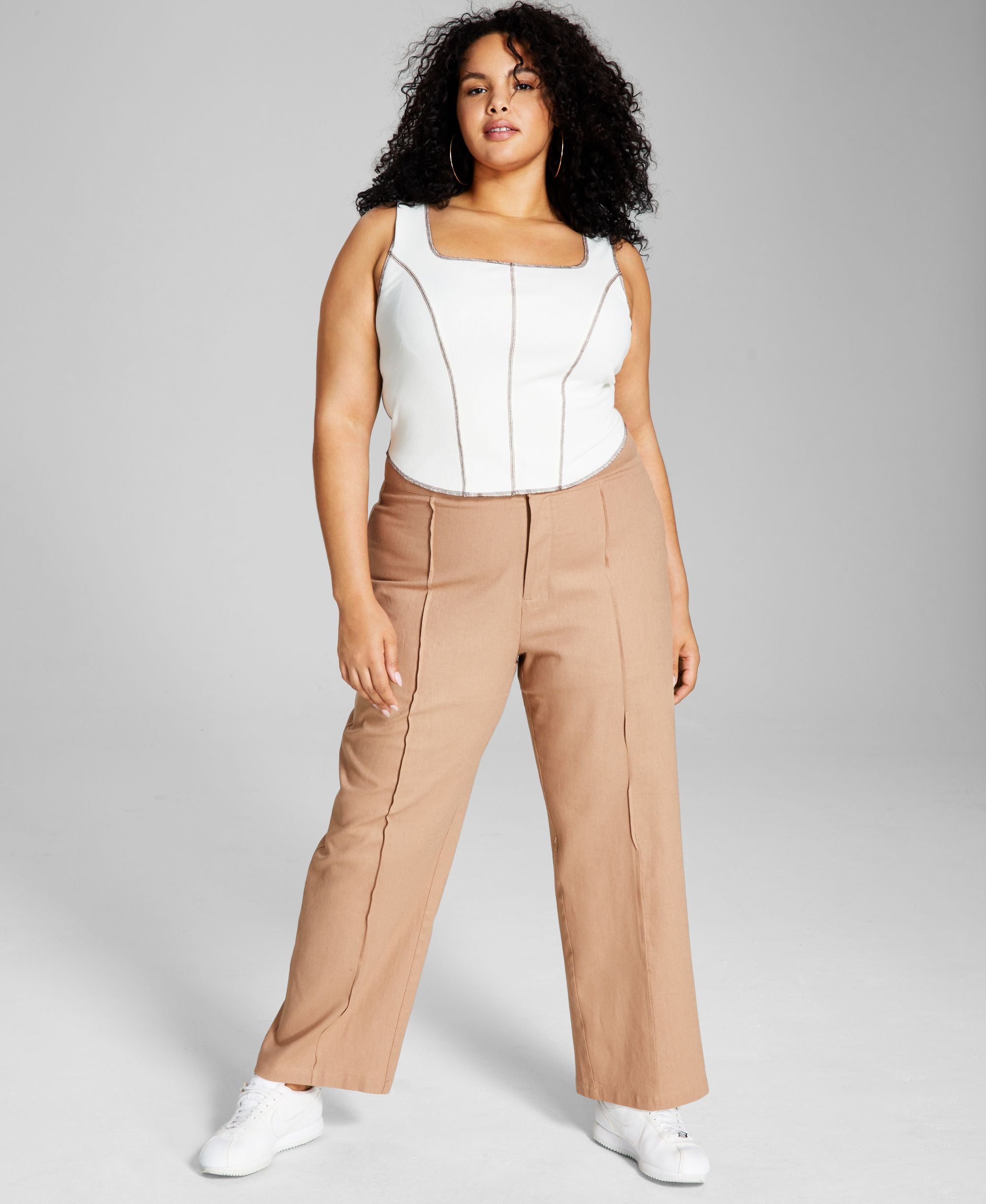 And Now This Modern Plus Size Cotton High-Rise Signature Pants
