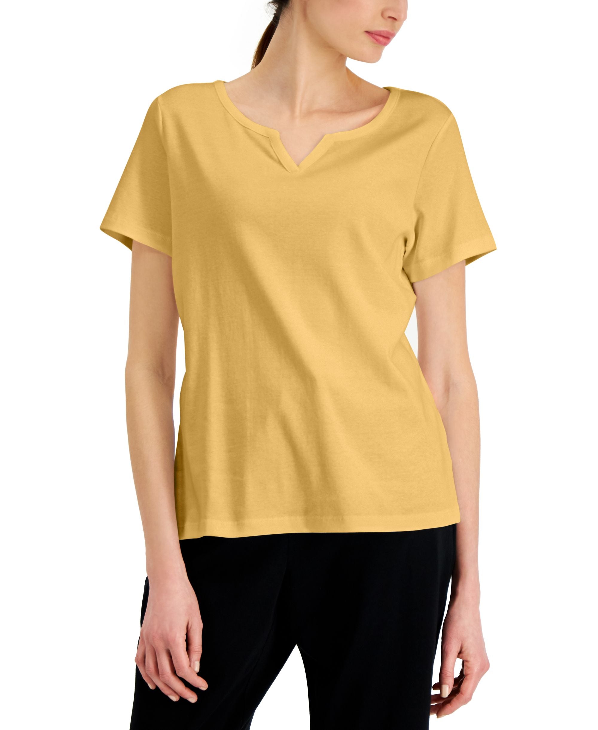 Karen Scott Cotton Split Neck Premium Top