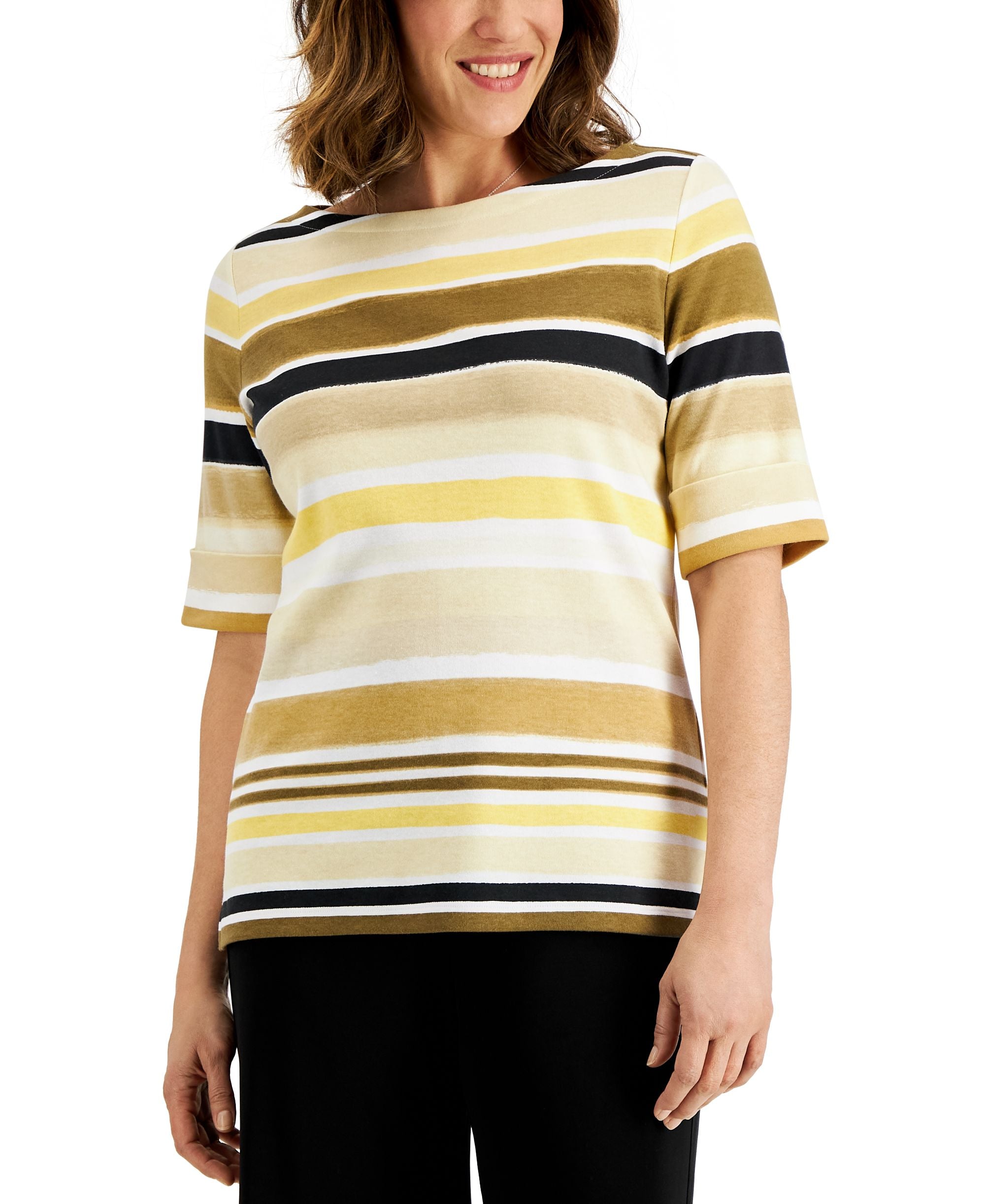 Karen Scott Honolulu Striped Premium Top