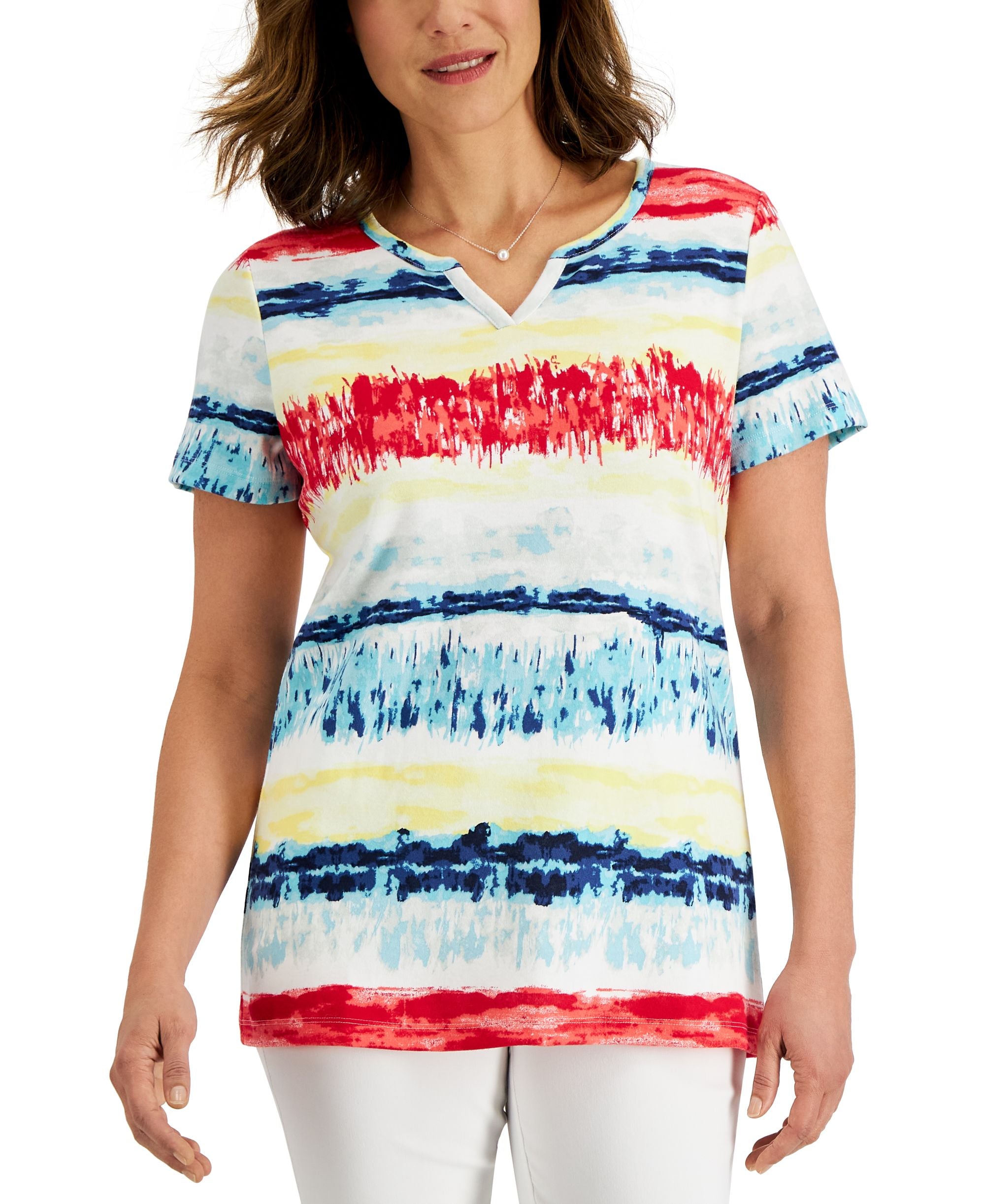 Karen Scott Womens Tie Dyed Print Premium Top