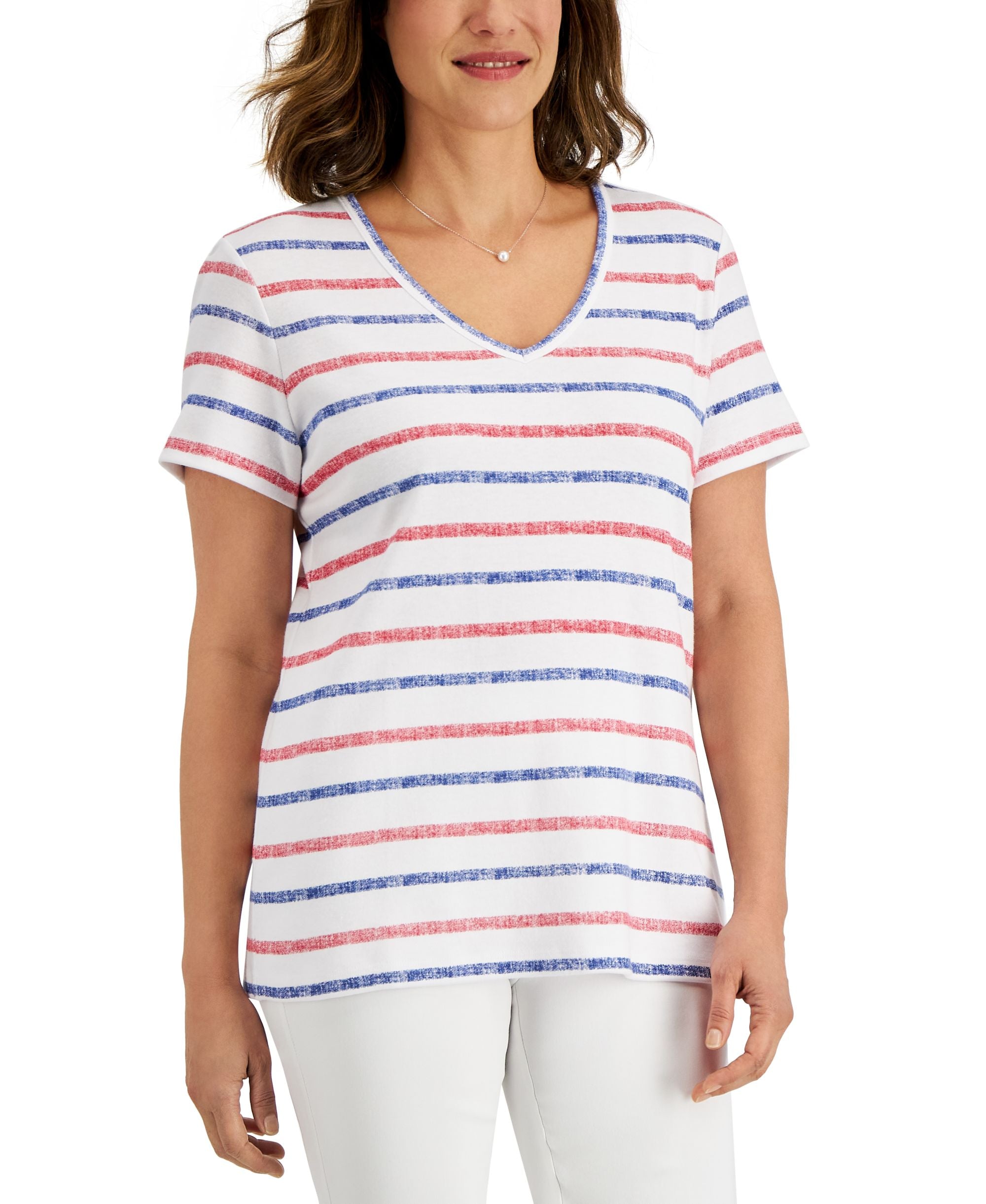 Karen Scott Womens Striped Premium Top