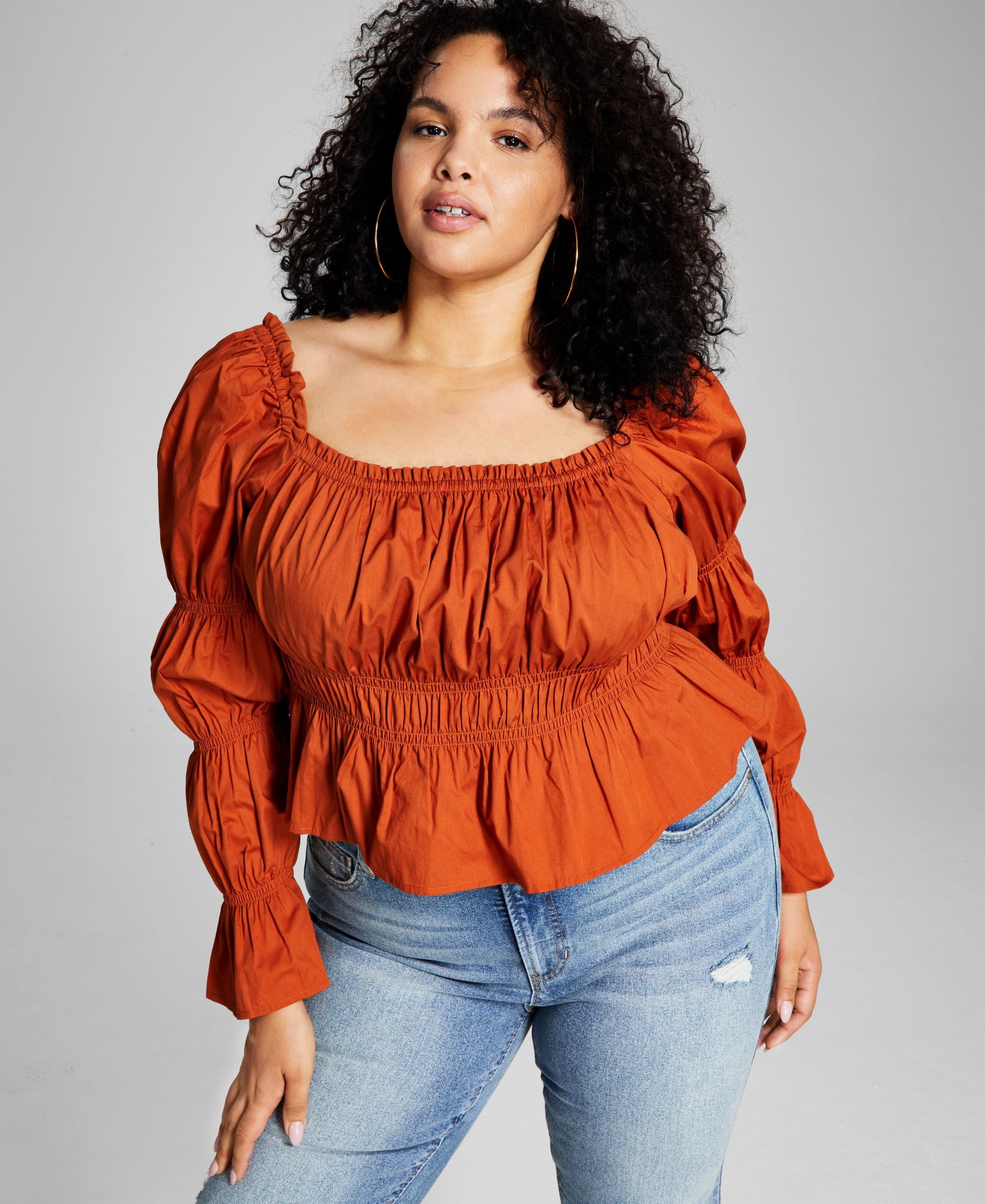 Now This Modern Plus Size Ruched Poplin Modern Shirt