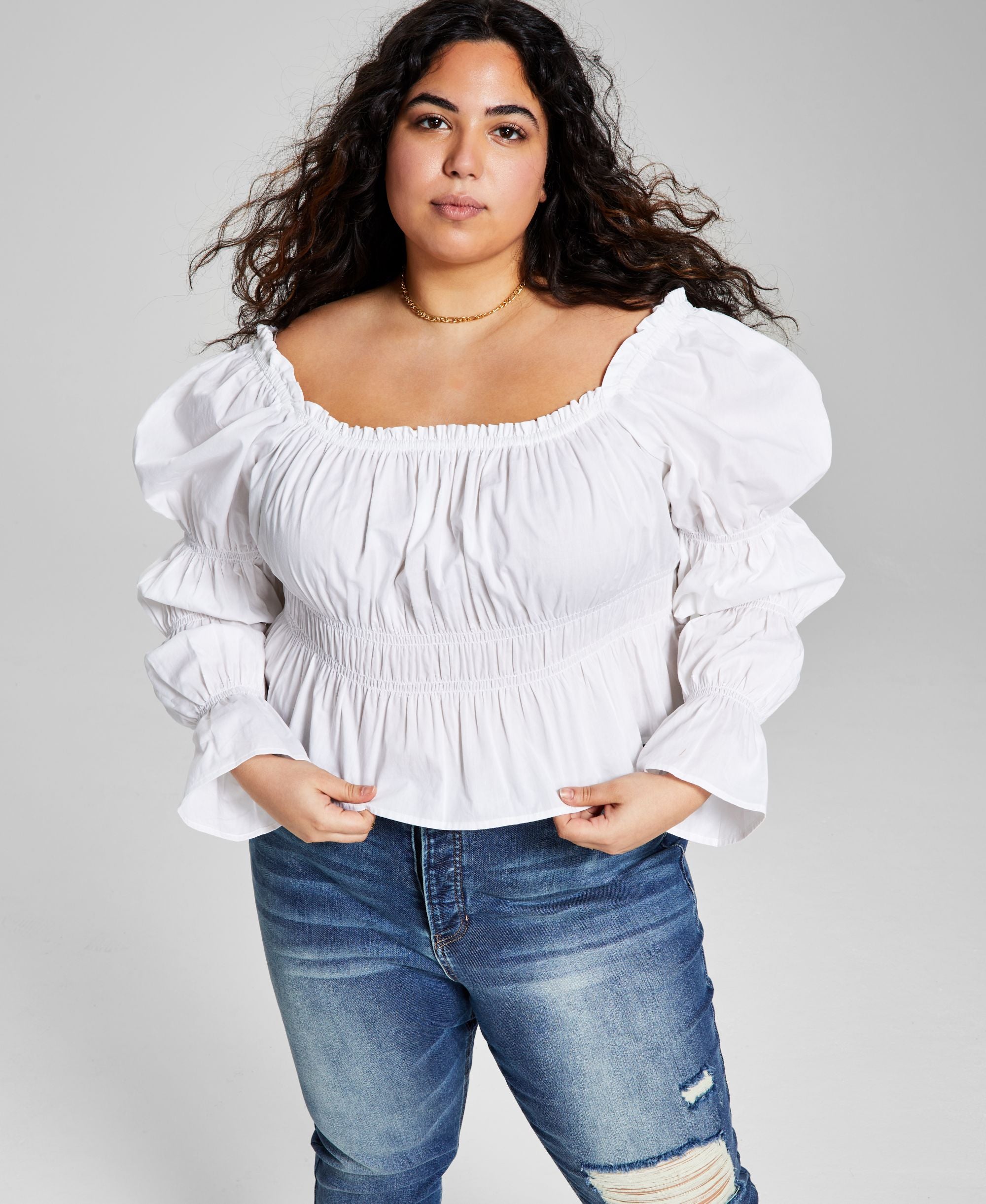 Now This Modern Plus Size Ruched Poplin Modern Shirt