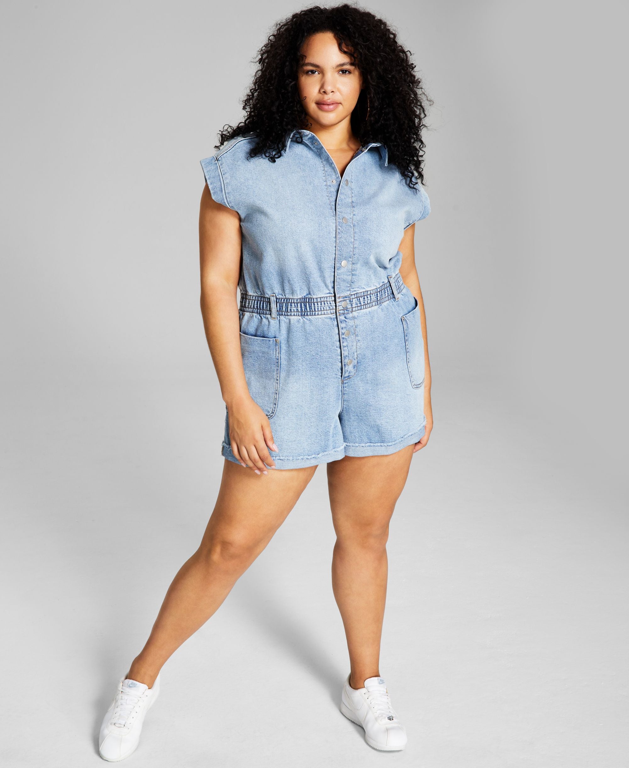 Now This Modern Plus Size Denim Romper