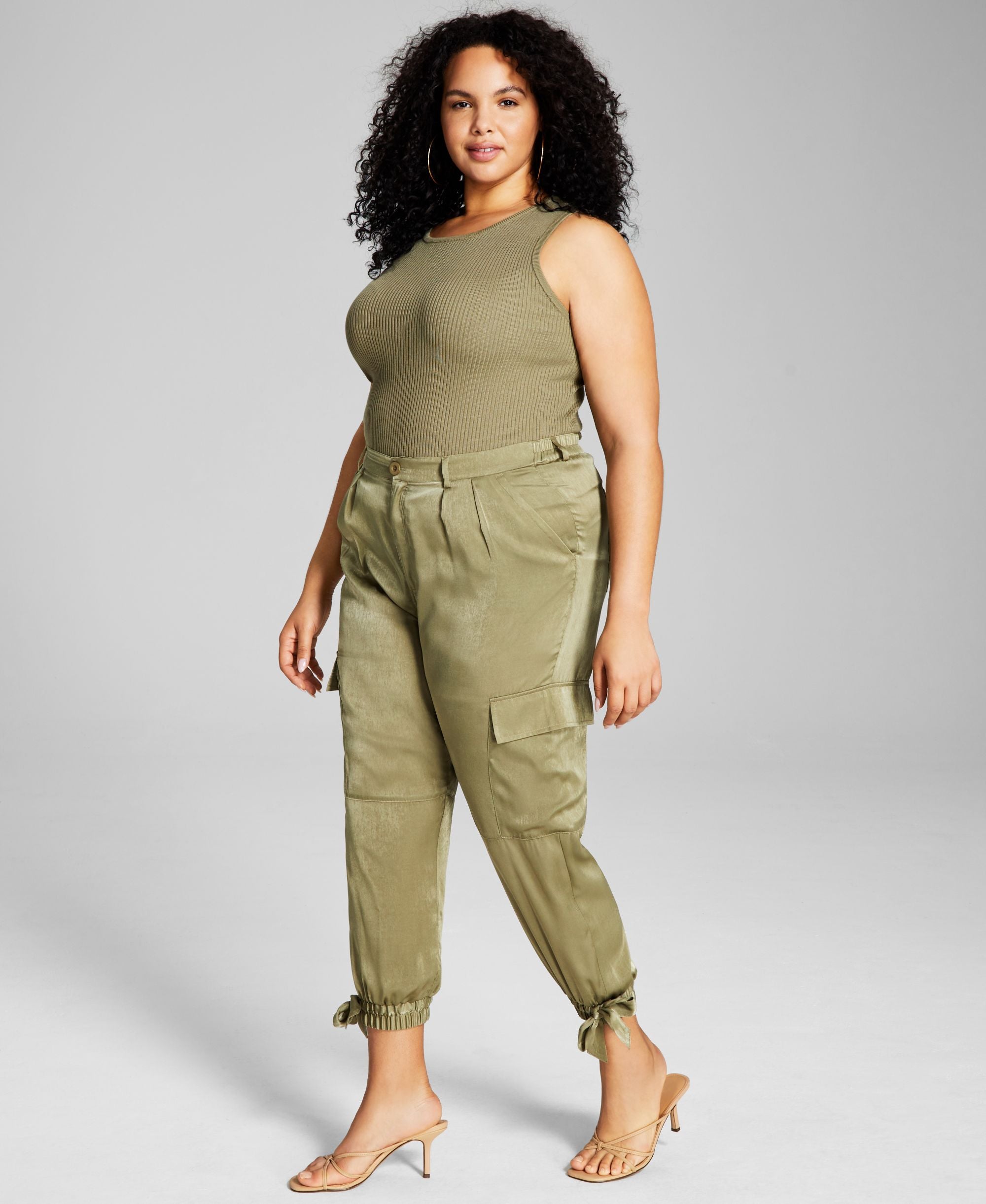 Now This Plus Size Satin Joggers