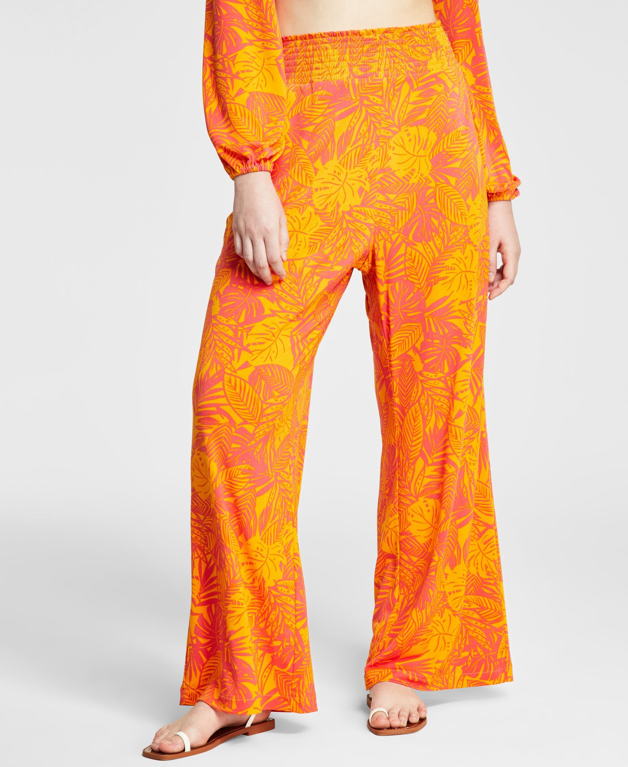 Bar III Womens Printed Wide-Leg Signature Pants