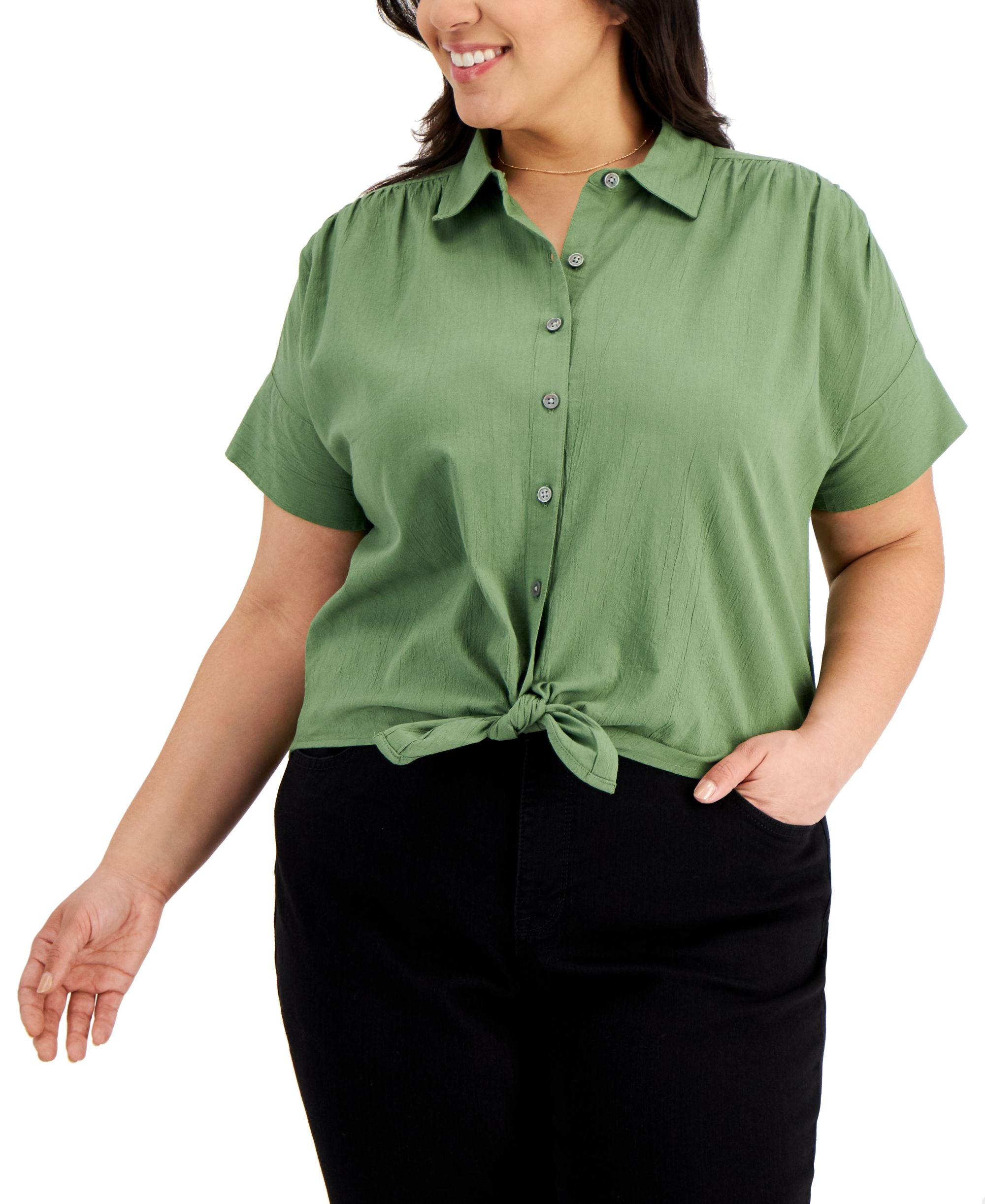 Style & Co Plus Size Tie Hem Modern Shirt