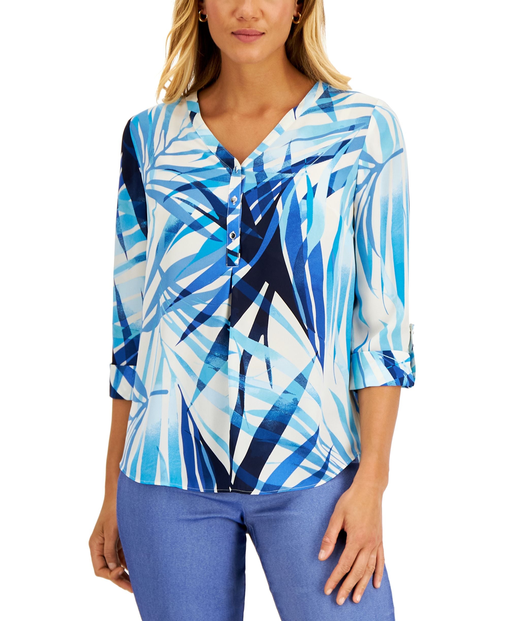 Women's Printed Roll-Tab Premium Top