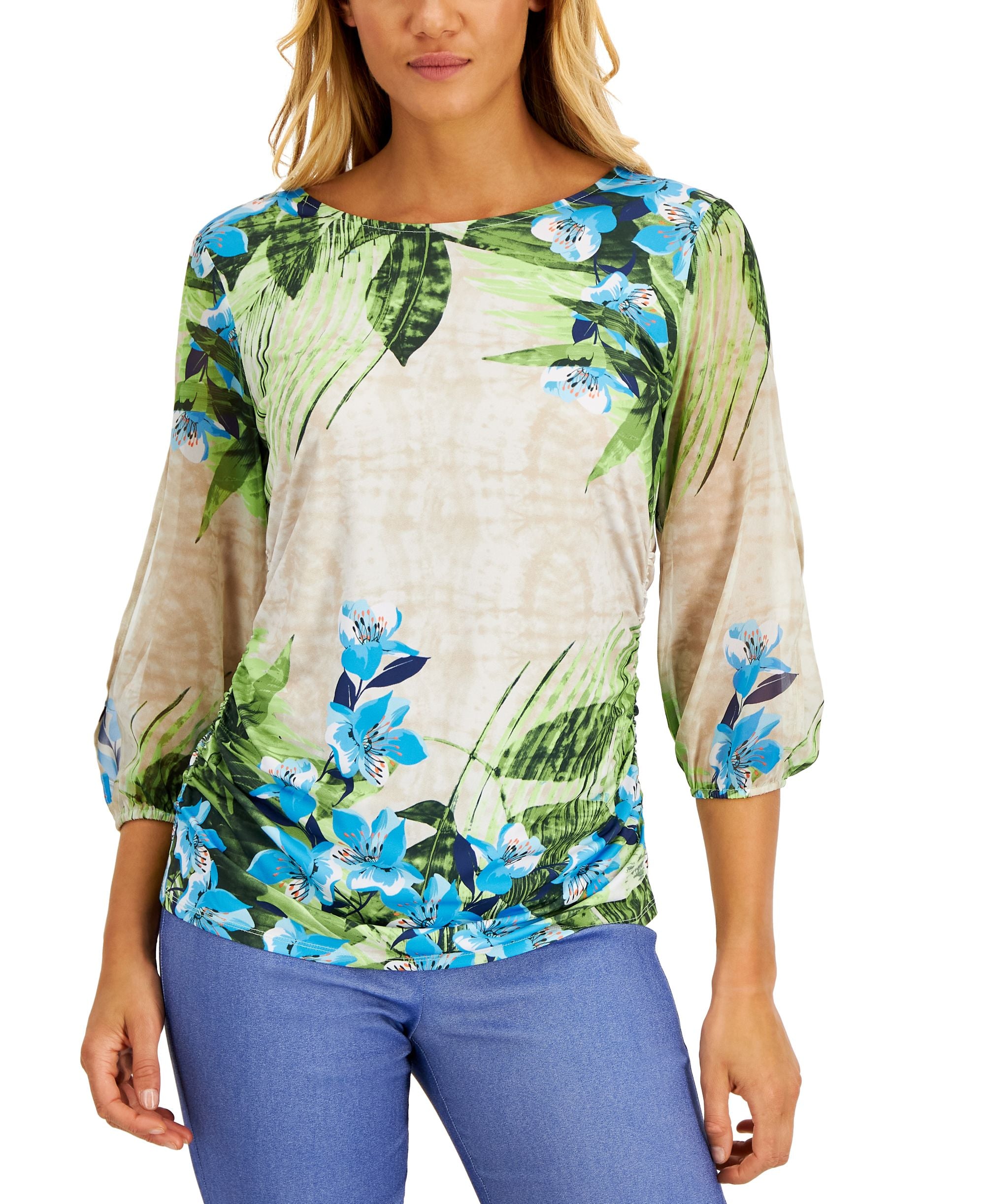 JM Collection Womens Printed Premium Top