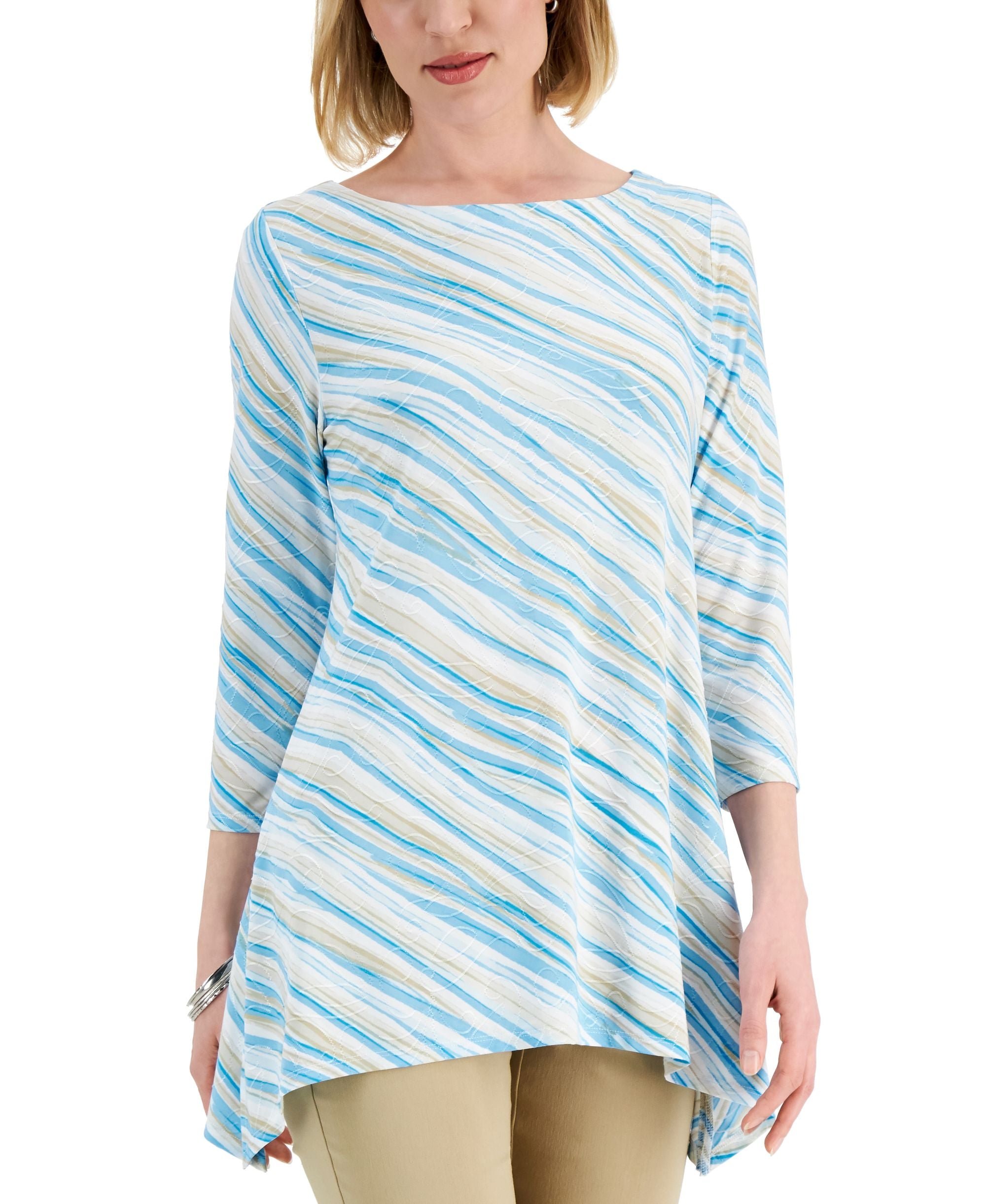 JM Collection Petite Printed Sharkbite Premium Top