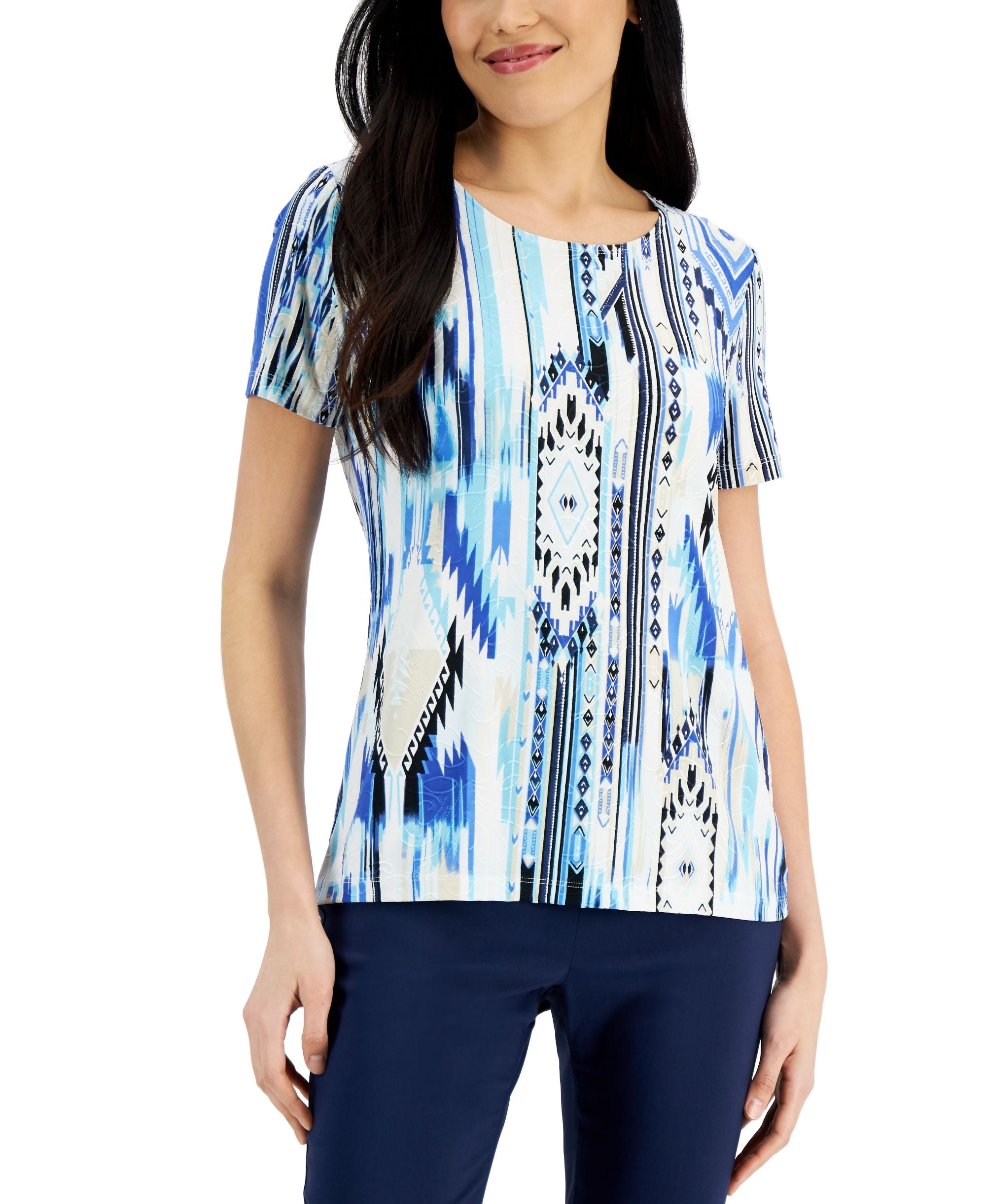 JM Collection Petite Dreamland Jacquard Knit Premium Top