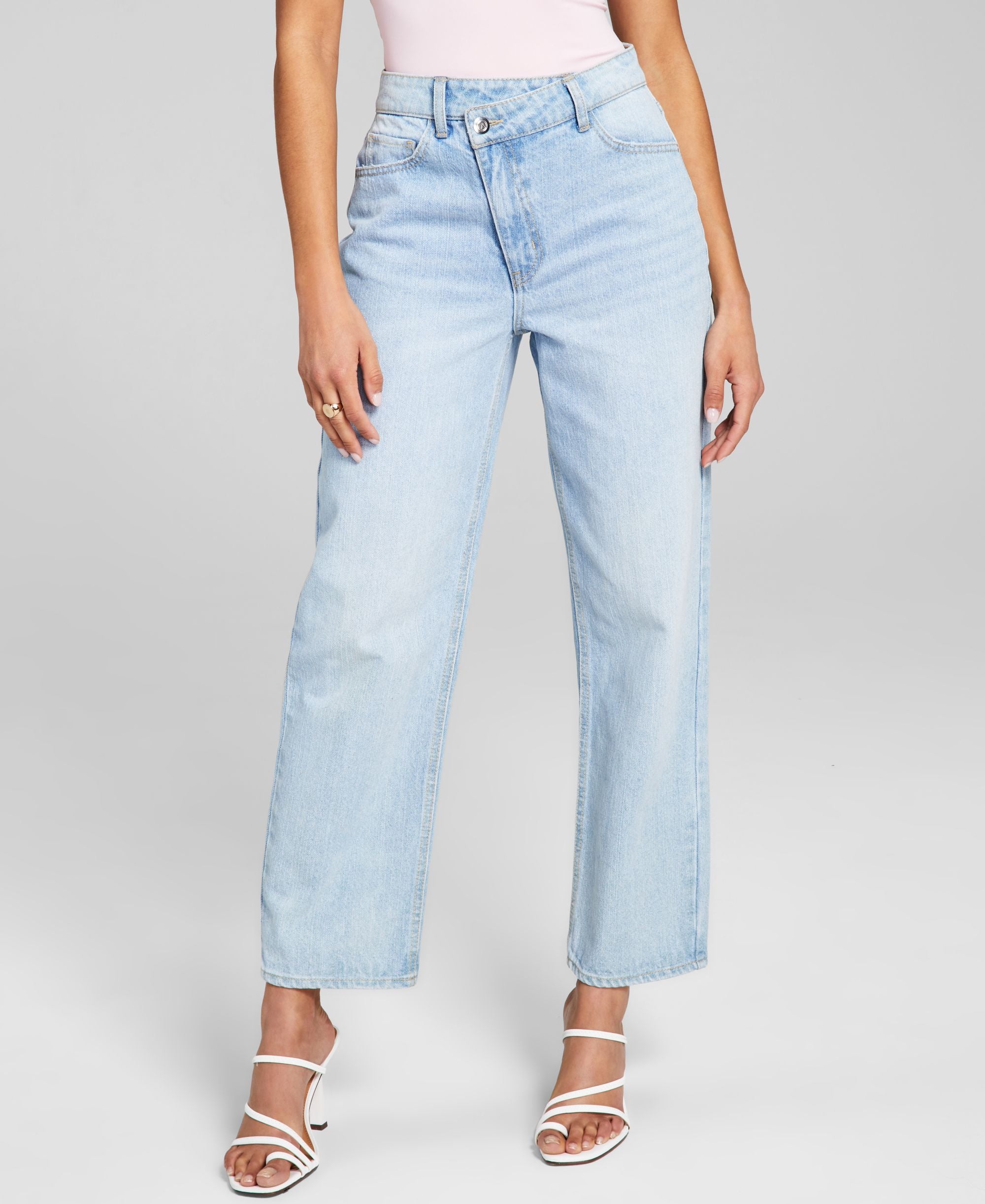 Now This Womens Cotton Crisscross Cropped Premium Jeans